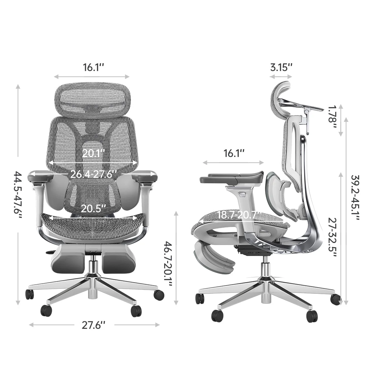 Pro Ergonomic Chair with Footrest - XBQDD