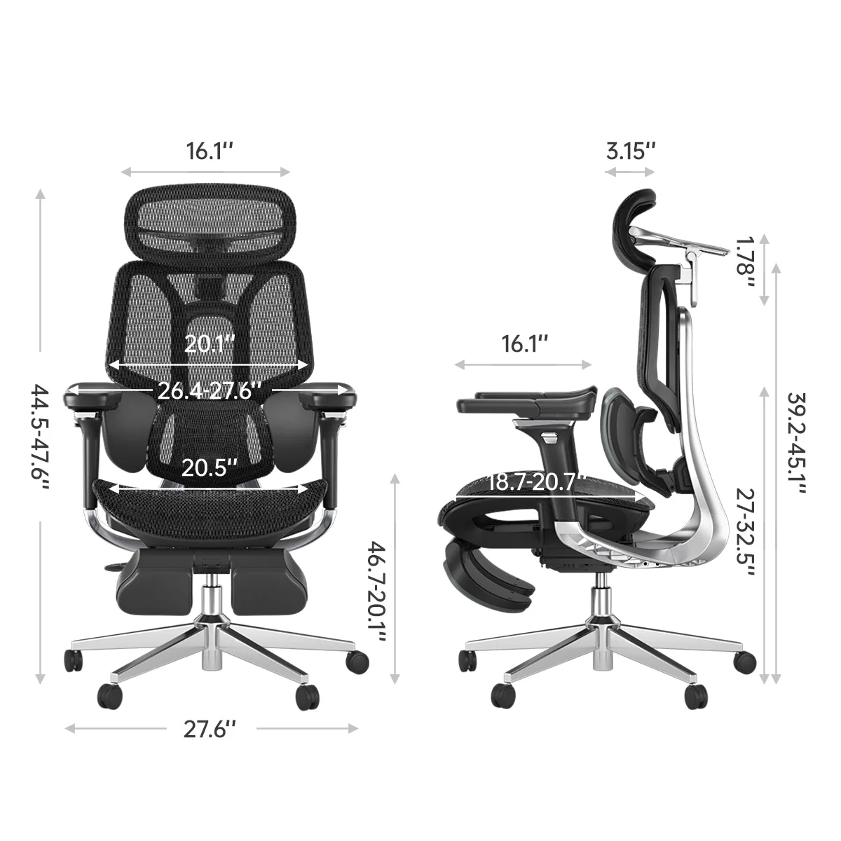 Pro Ergonomic Chair with Footrest - XBQDD