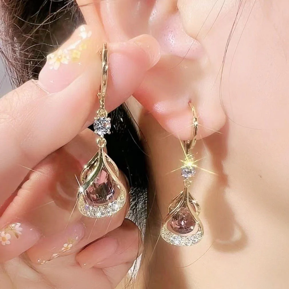 Geometric water drop earrings for women, niche temperament, face-slimming earrings - XBQDD