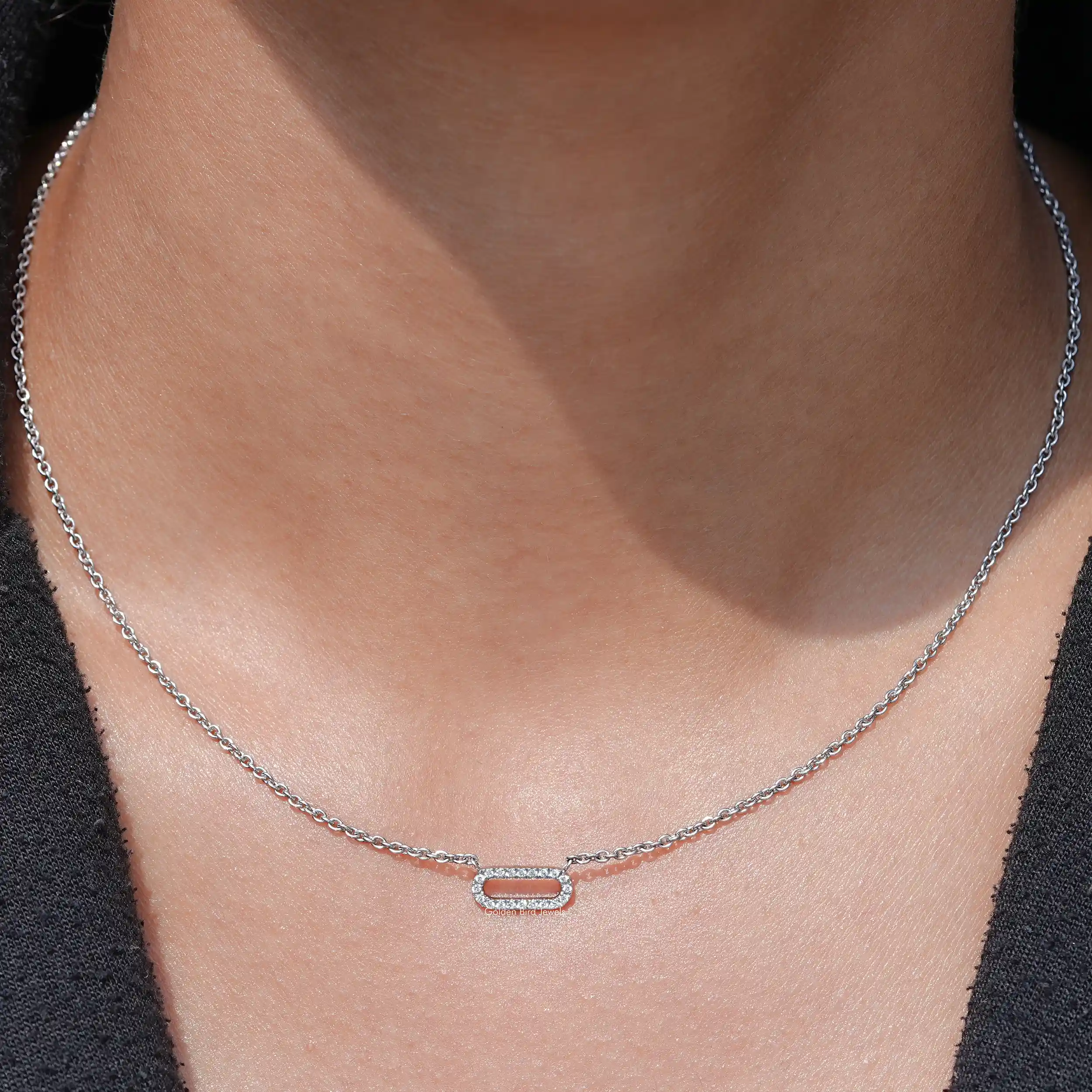 Round Lab Grown Paperclip Diamond Pendant - XBQDD