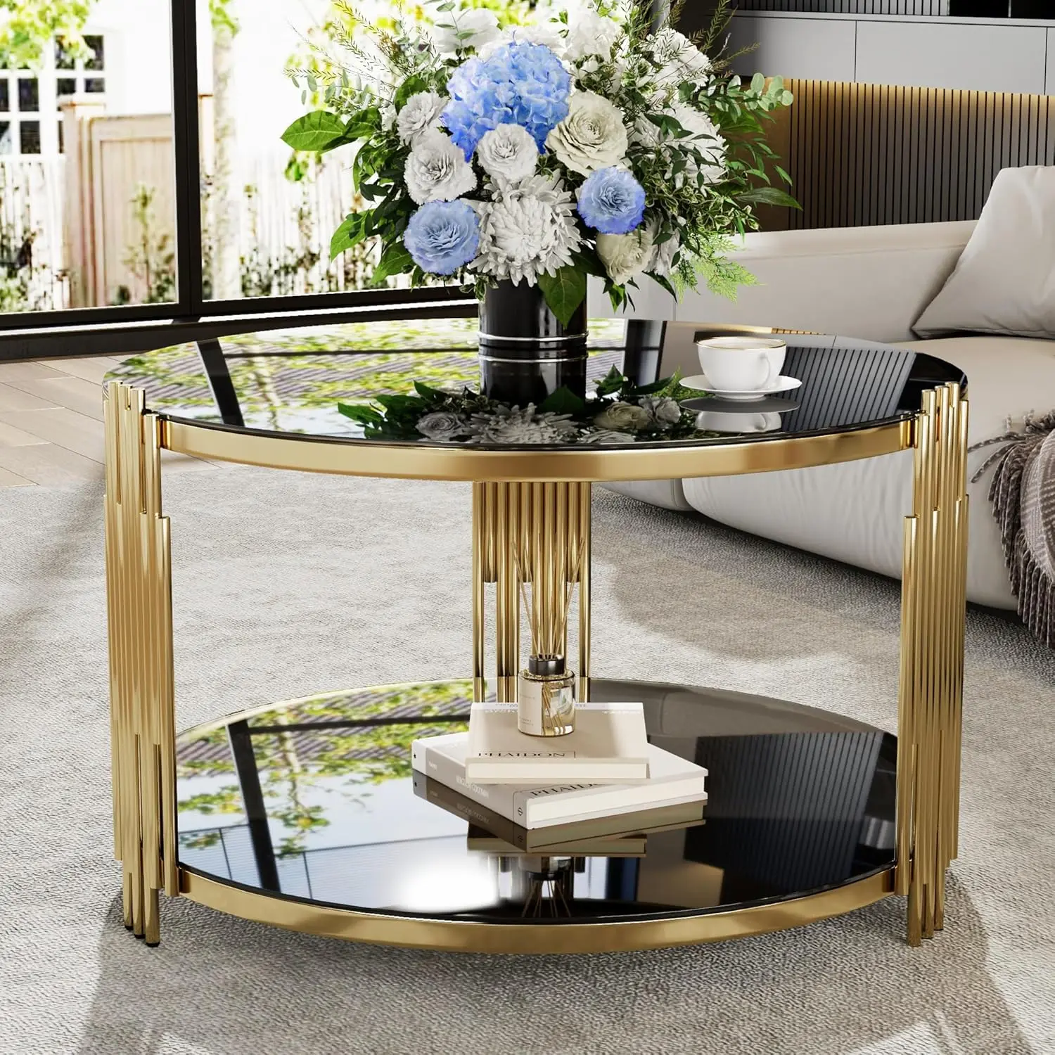 Gold Glass Coffee Table - XBQDD