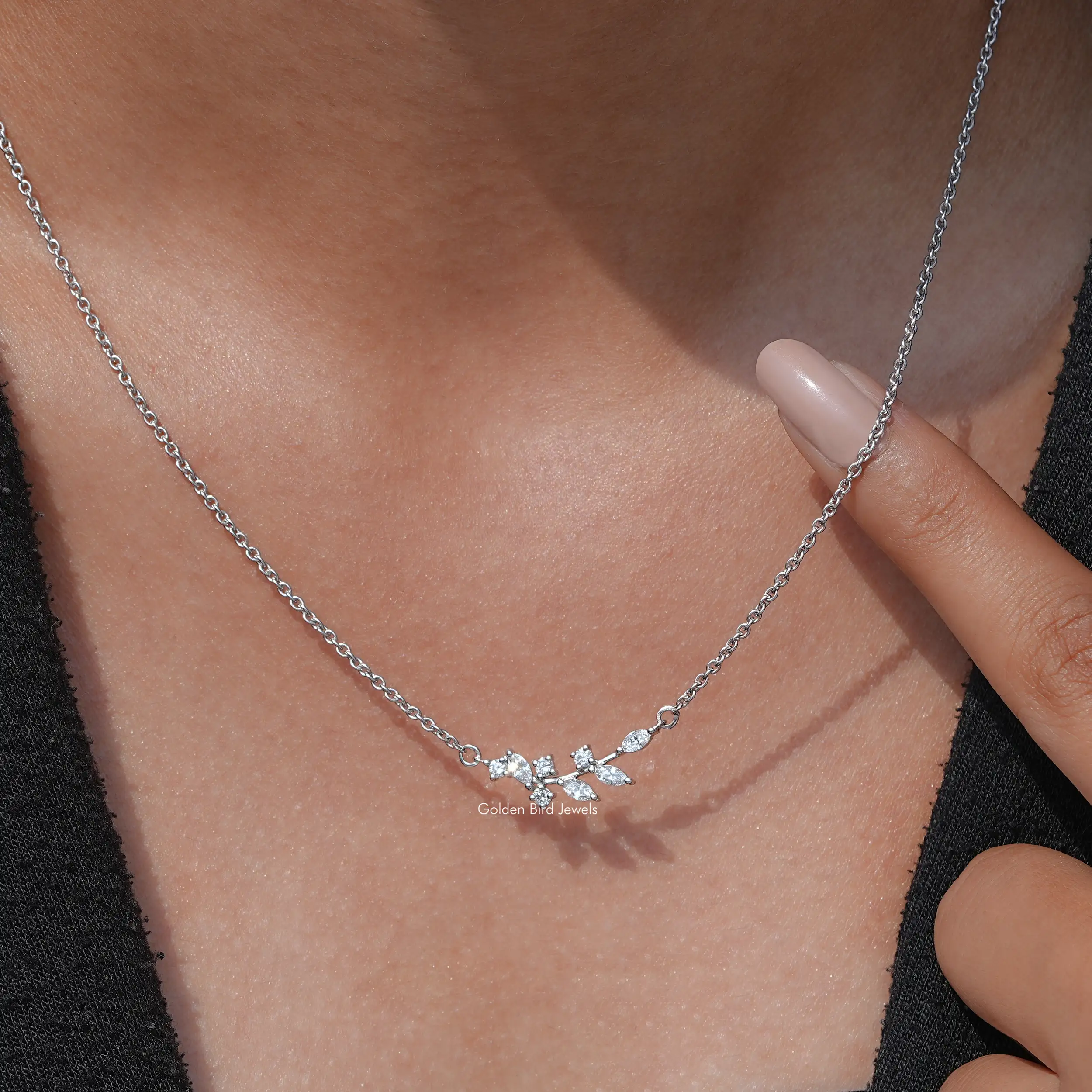 Marquise Cut Lab Diamond Leaf Pendant - XBQDD