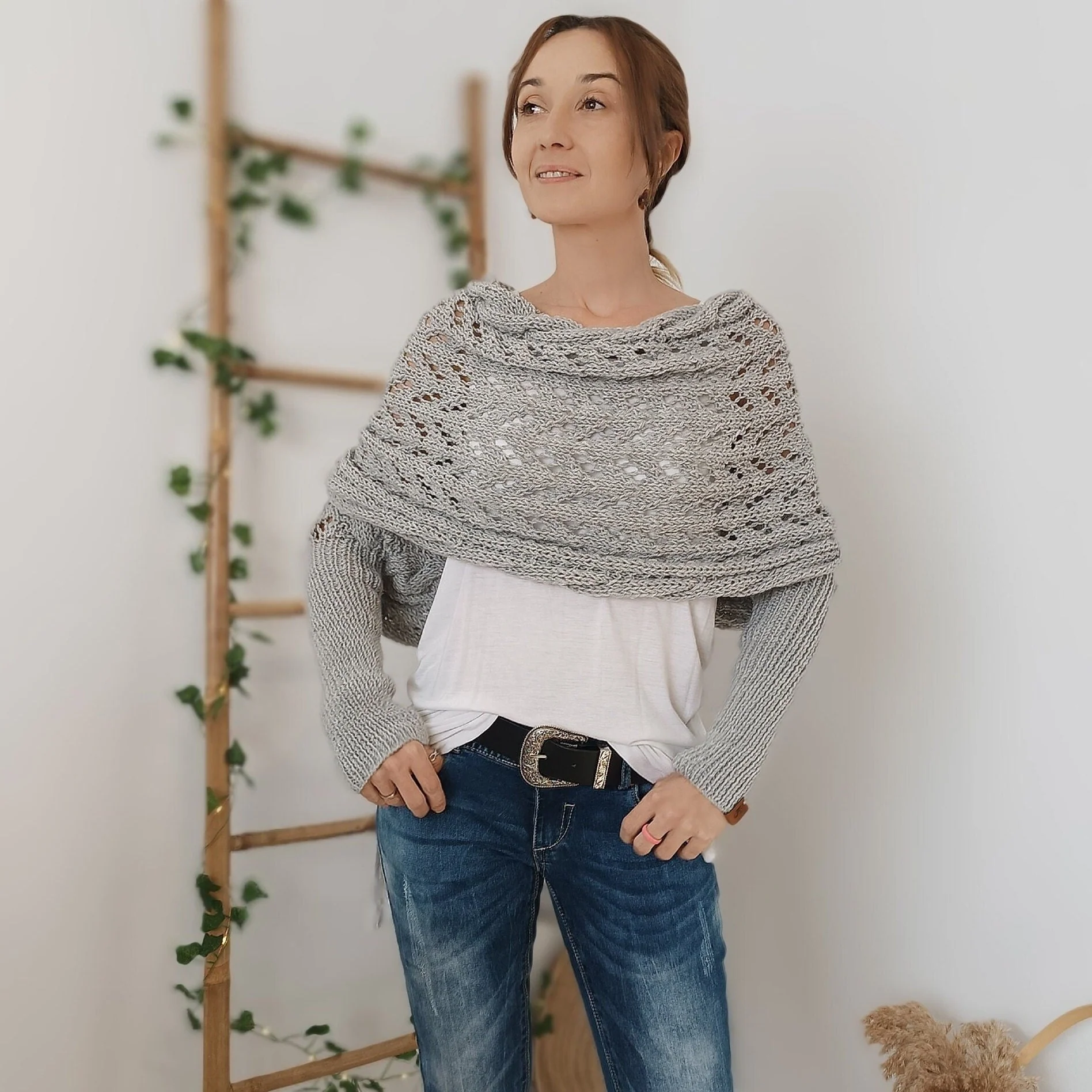 Knitted Cable Wrap, Shrugs For Women, Knitted Wrap - XBQDD