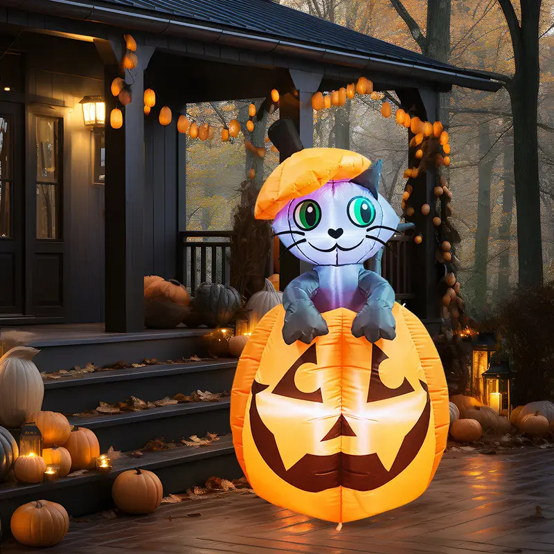 Pumpkin animation cat with LED lights - XBQDD