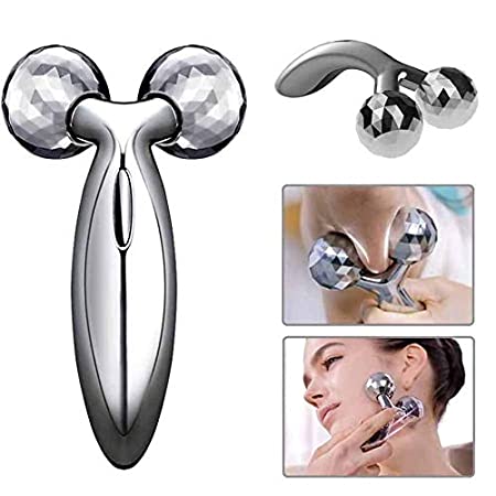 3D Massager Roller 360 Rotate Silver Thin Face Full Body Shape - XBQDD
