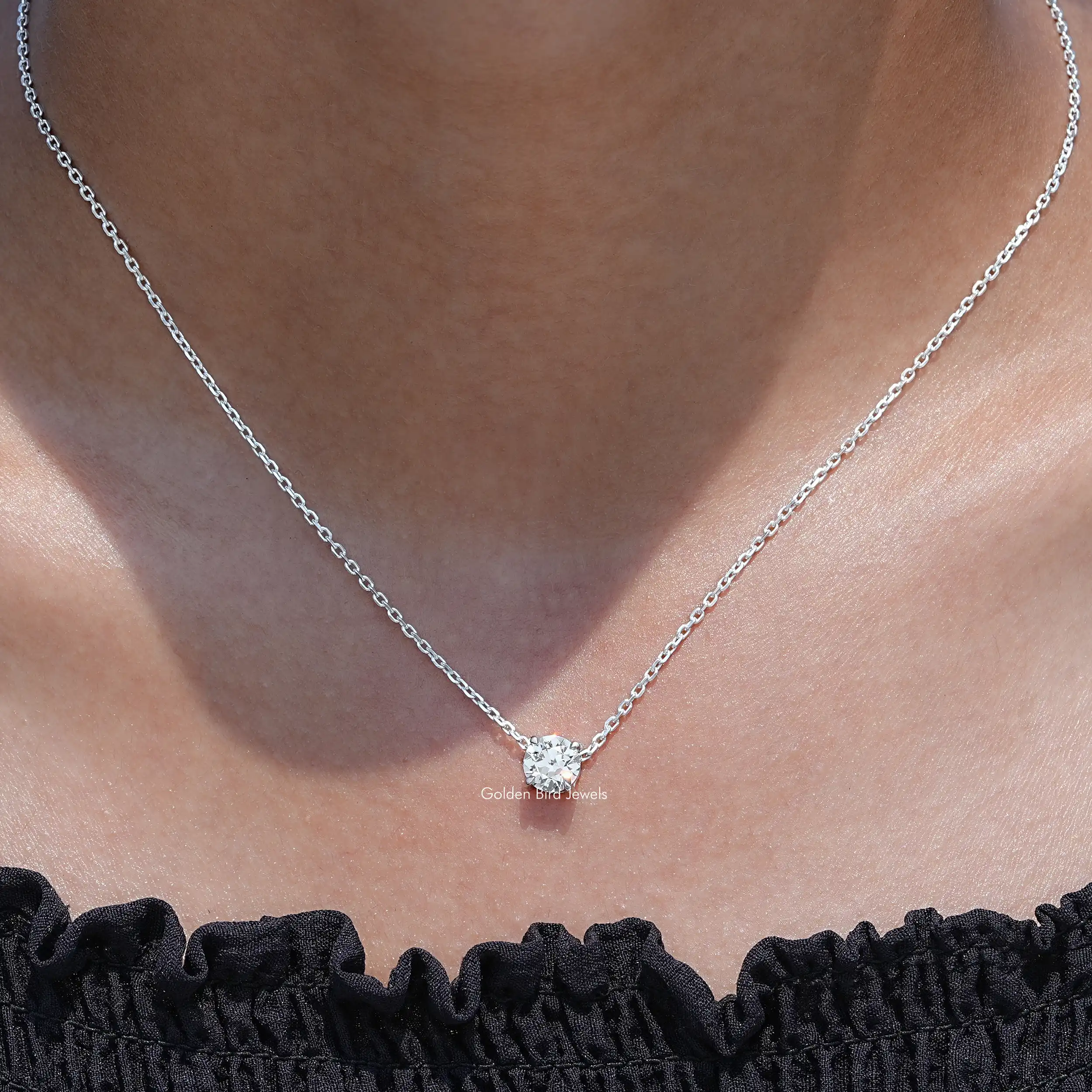 Lab Diamond Old European Round Cut Pendant - XBQDD