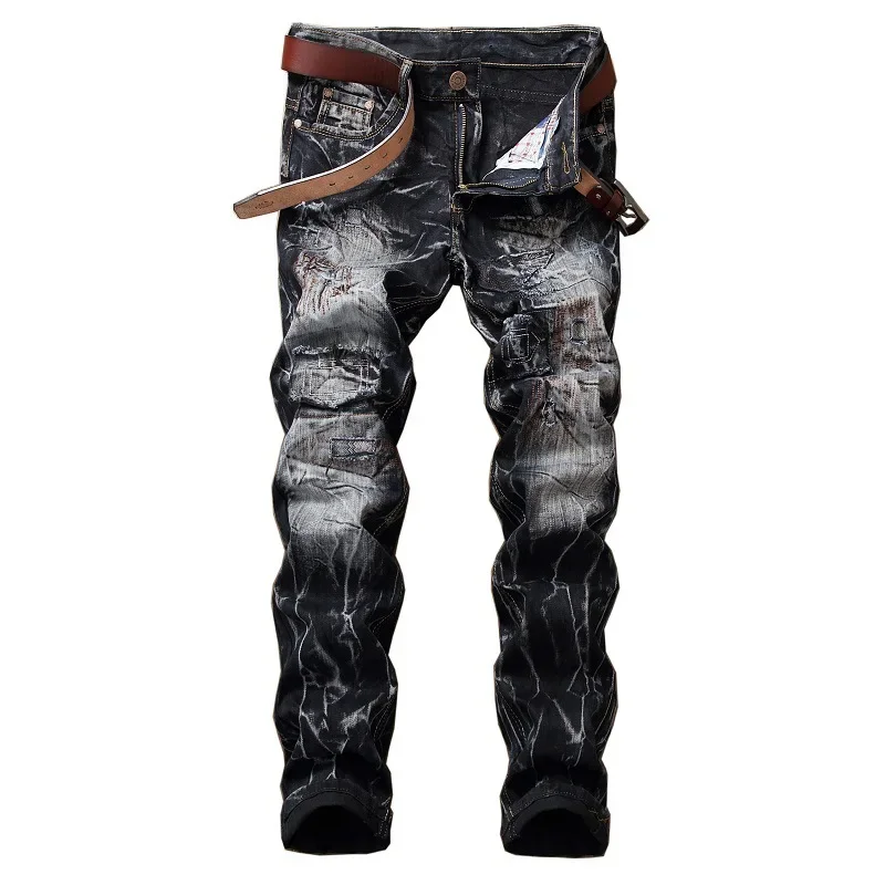 Men Patchwork Ripped Jeans - XBQDD