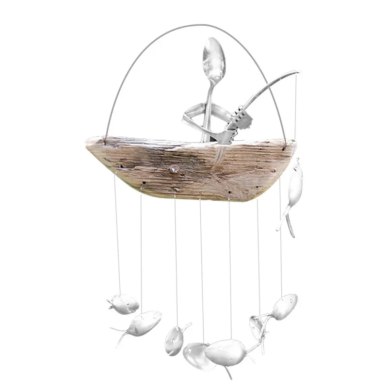 Hanging Metal Fisherman Sculptures - XBQDD