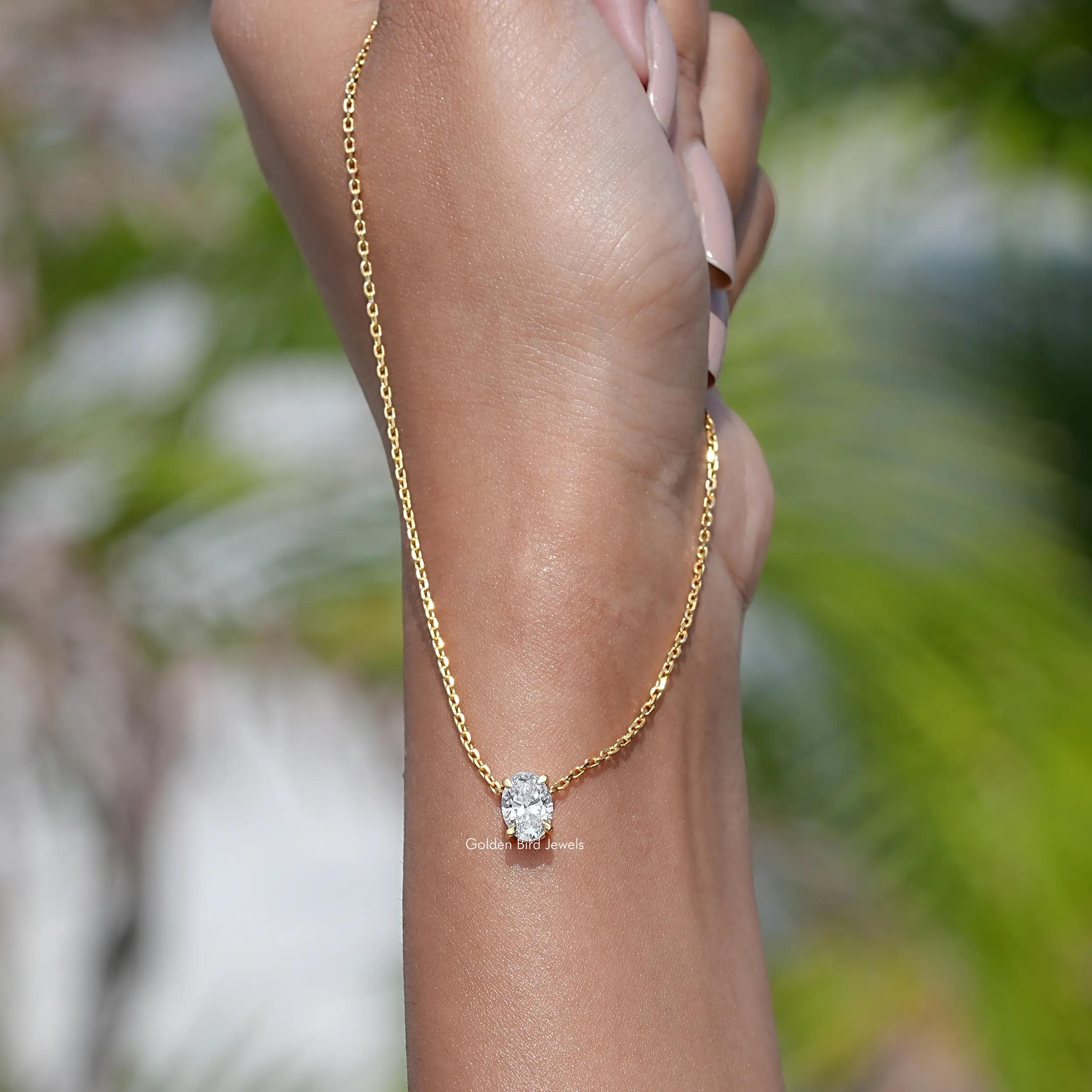 Oval Cut Lab Grown Diamond Solitaire Pendant - XBQDD