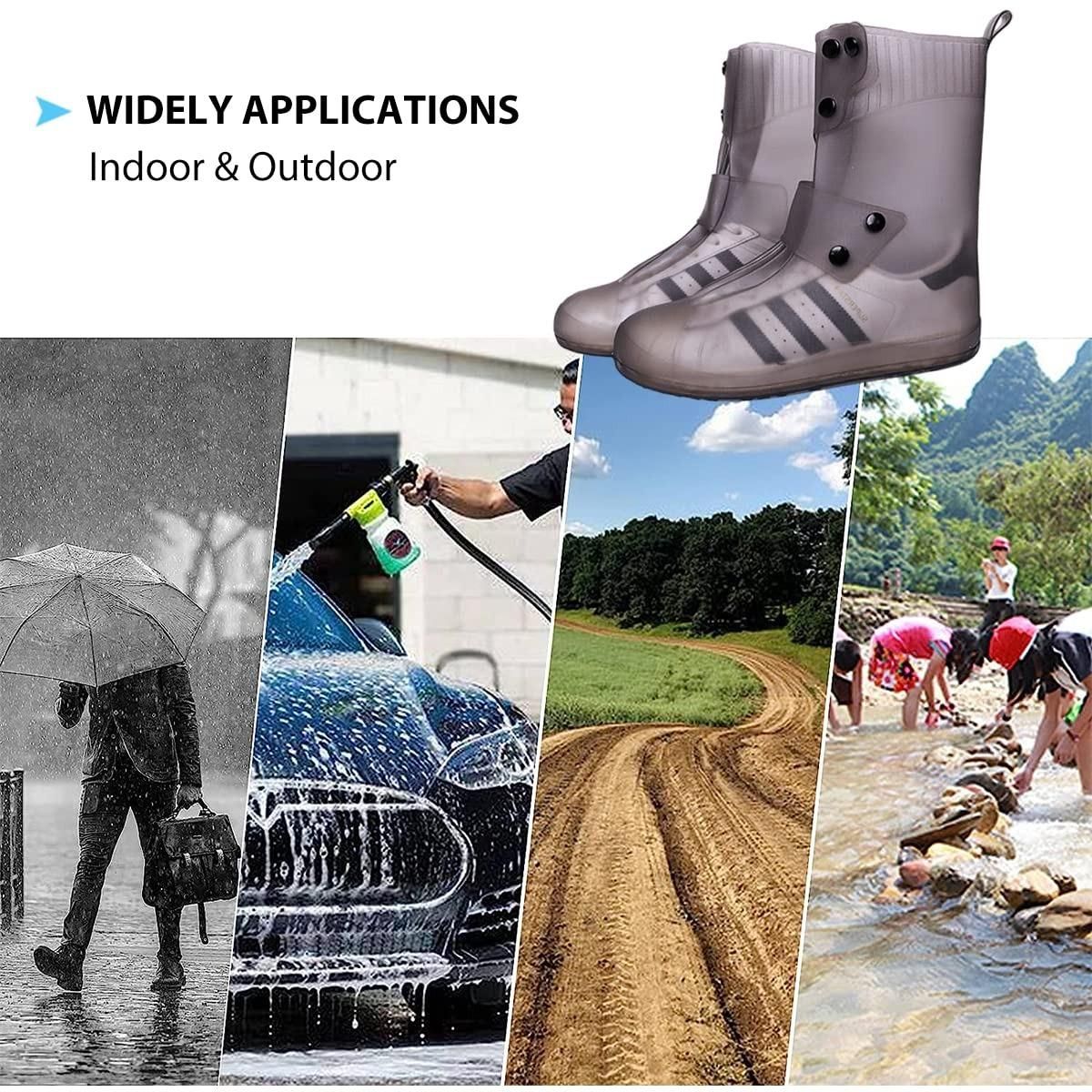 Waterproof Rain Shoe Covers with Secure Button Closure - XBQDD