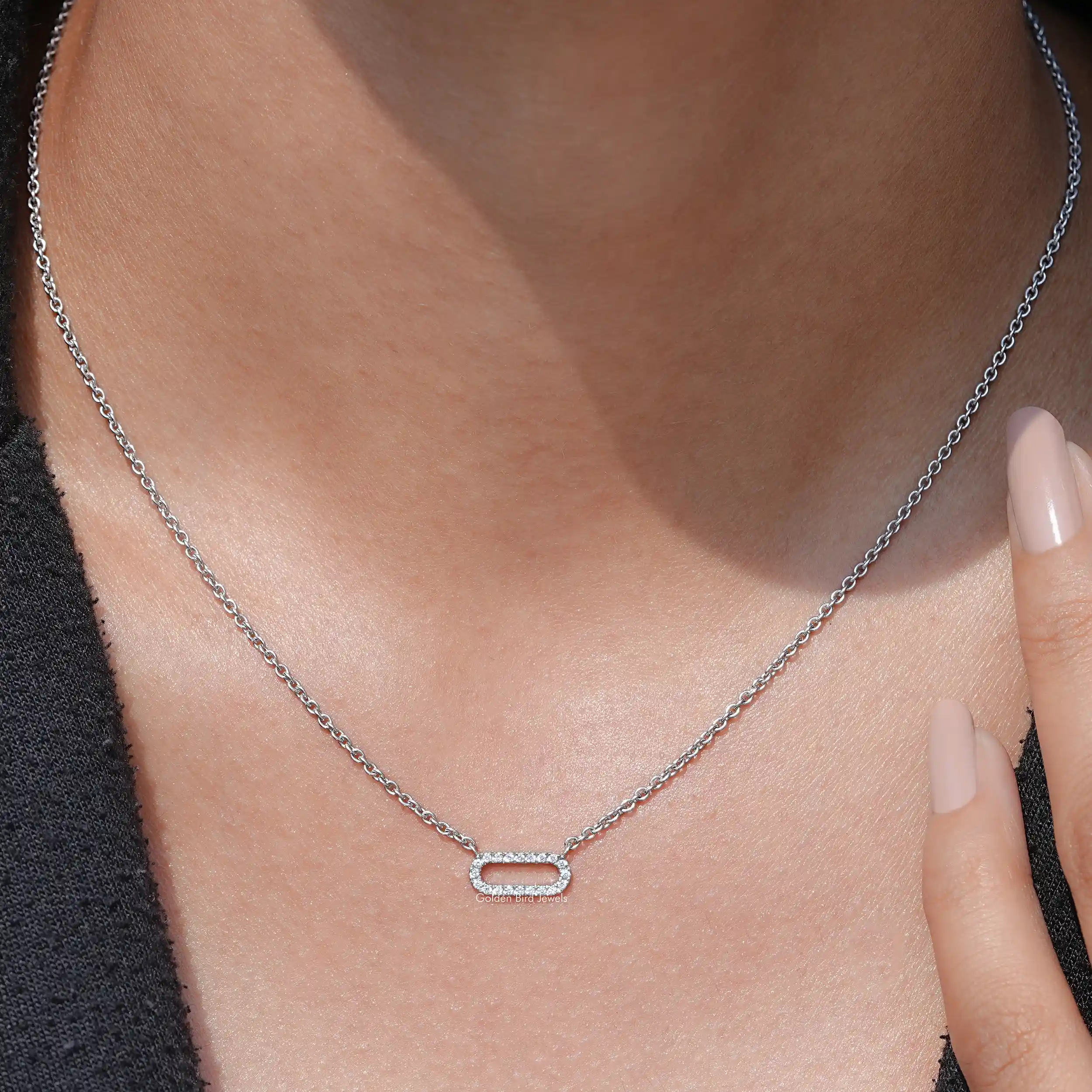 Round Lab Grown Paperclip Diamond Pendant - XBQDD