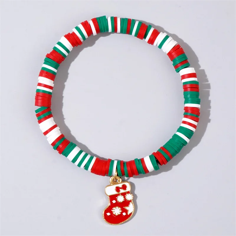 Christmas polymer clay pendant bracelet party New Year holiday accessories - XBQDD