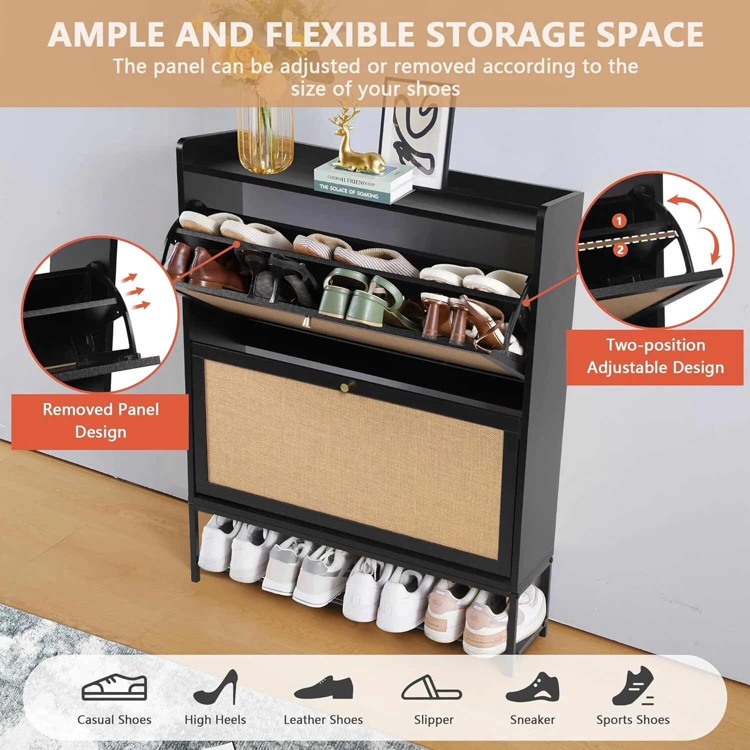Freestanding shoe cabinet storage organizer - XBQDD