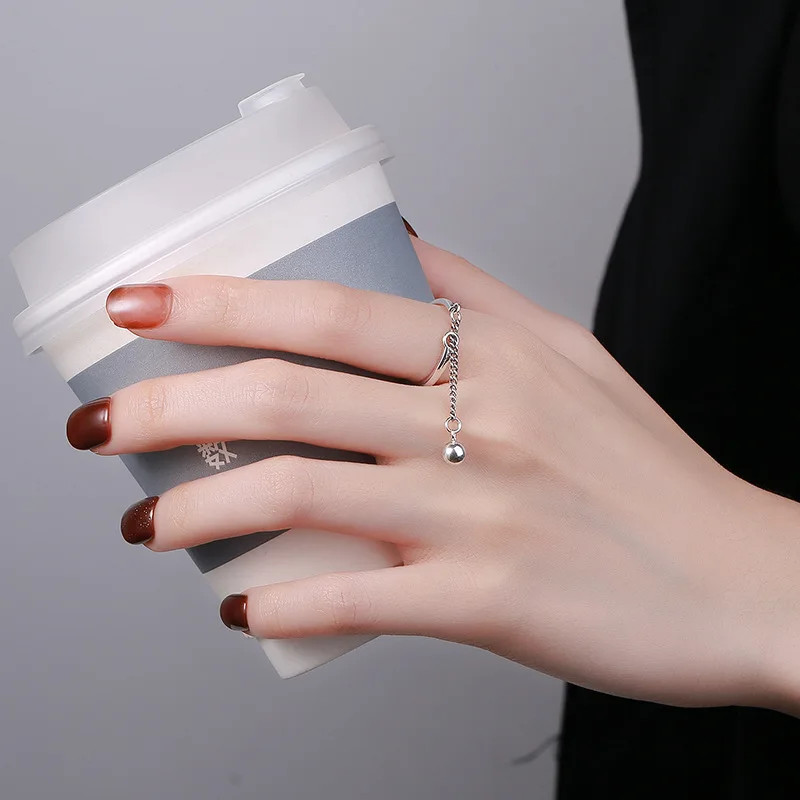 Adjustable simple fashion chain tassel ring - XBQDD