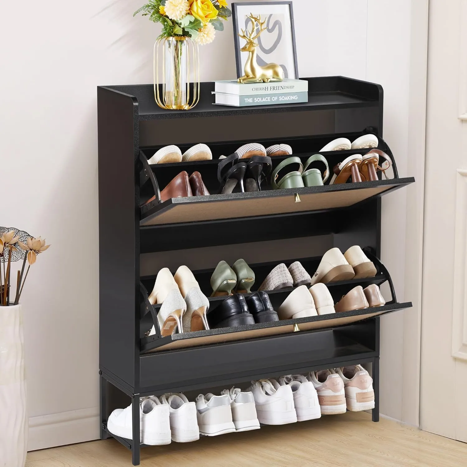 Freestanding shoe cabinet storage organizer - XBQDD