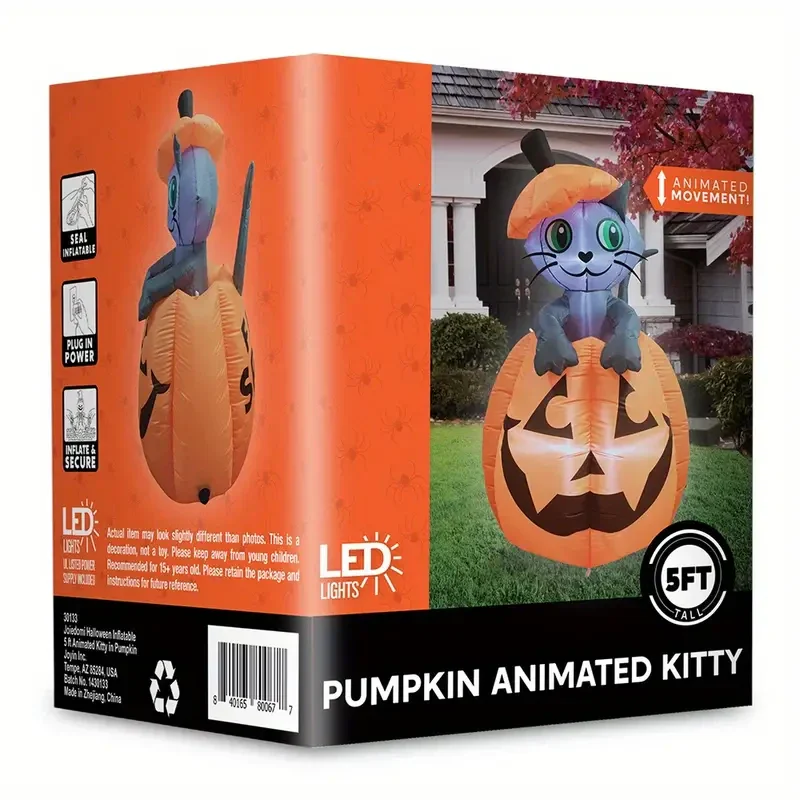 Pumpkin animation cat with LED lights - XBQDD