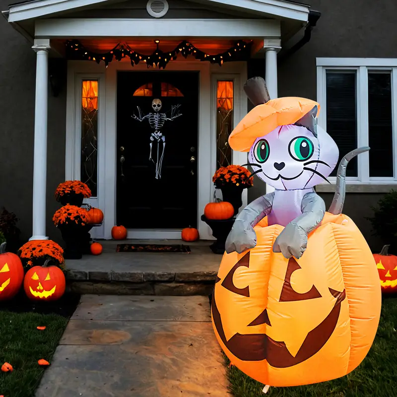 Pumpkin animation cat with LED lights - XBQDD