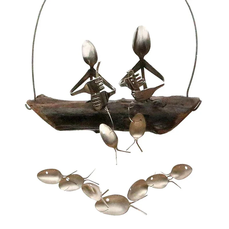 Hanging Metal Fisherman Sculptures - XBQDD