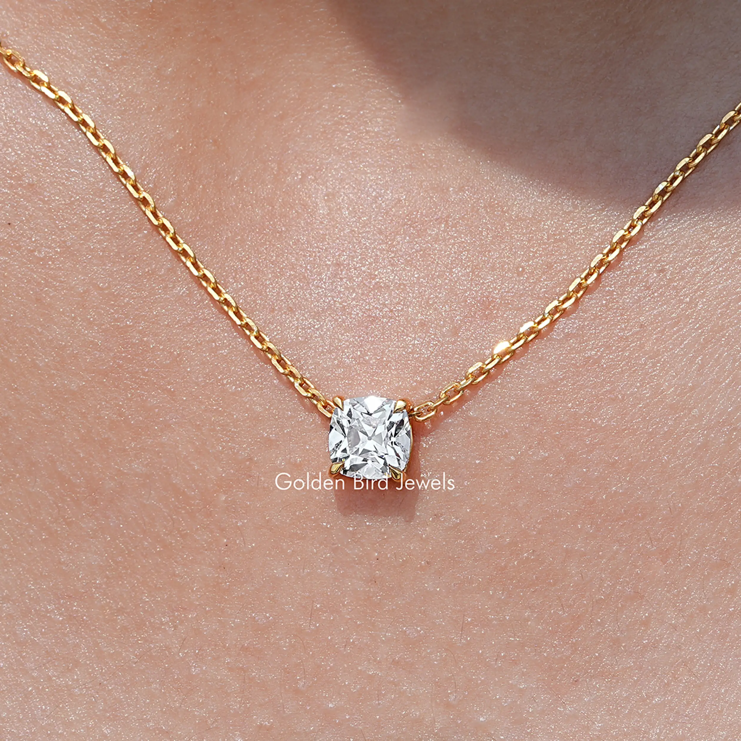 Square Old Mine Cushion Cut Diamond Pendant - XBQDD
