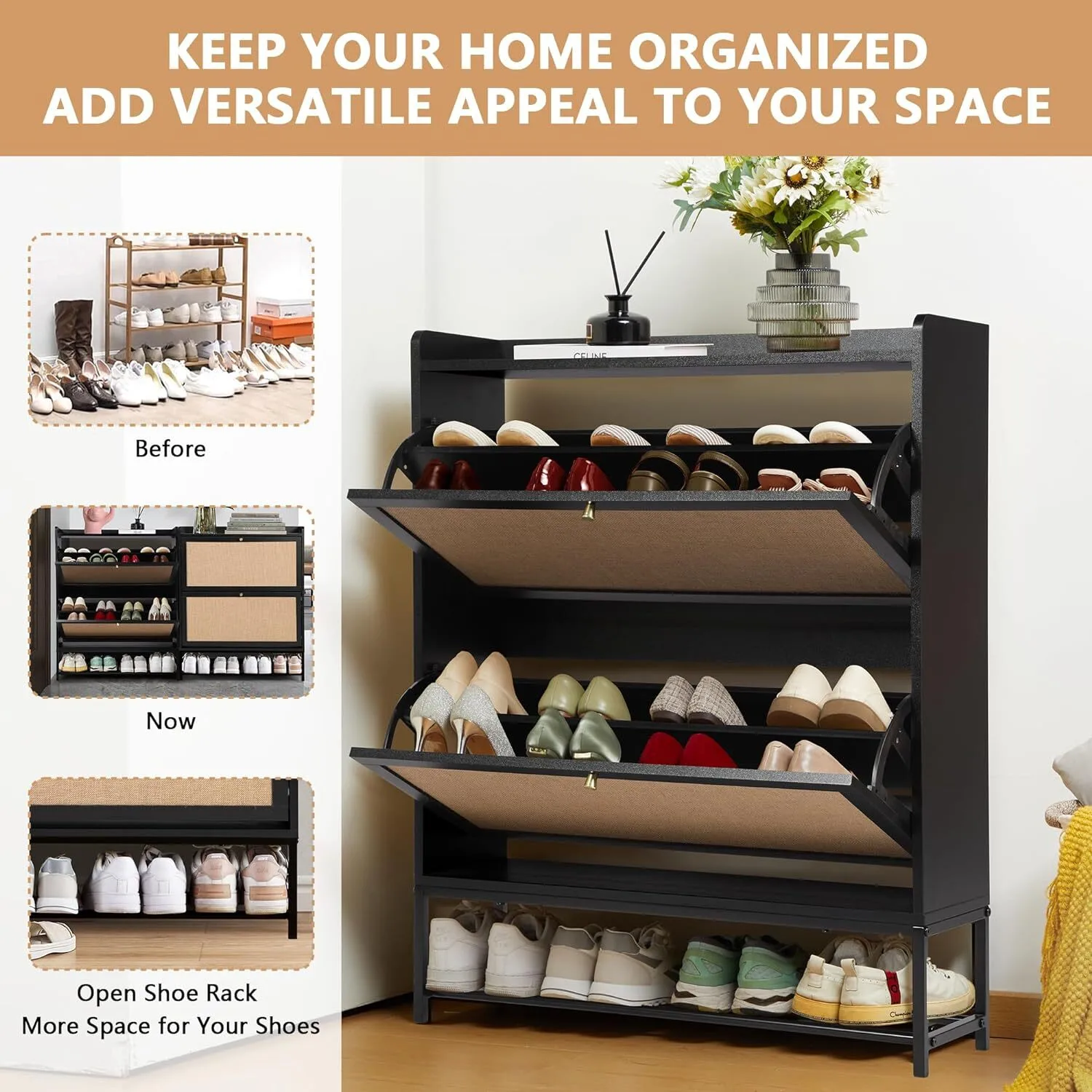 Freestanding shoe cabinet storage organizer - XBQDD