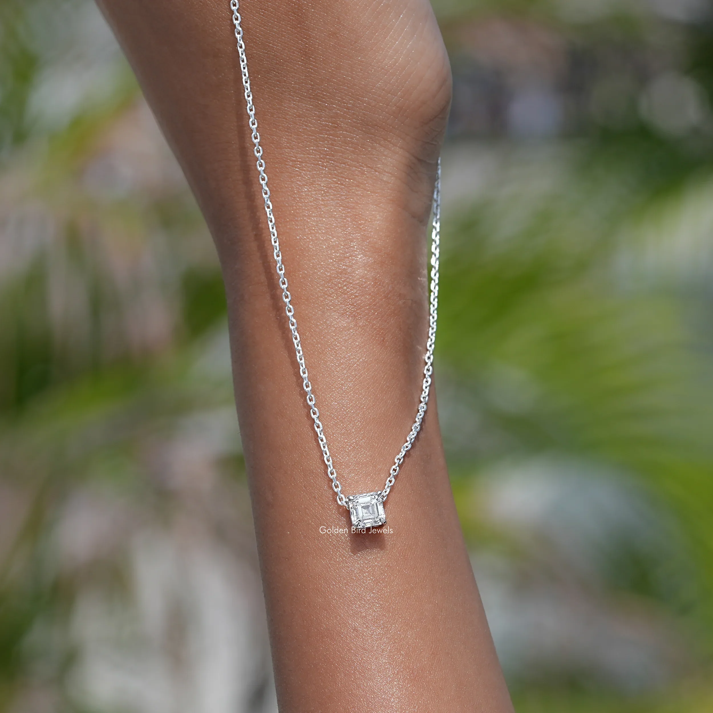 Asscher Cut Lab Diamond Solitaire Pendant - XBQDD