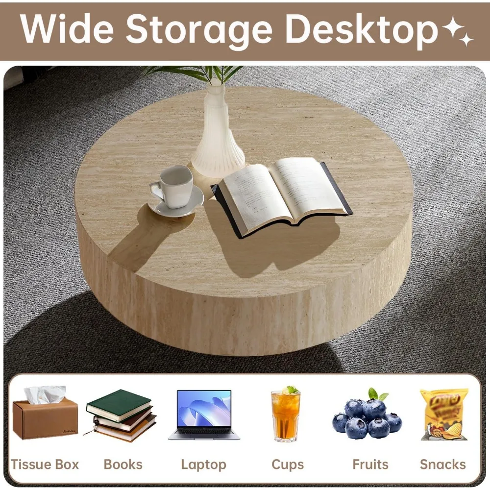 Travertine Round Coffee Table - XBQDD