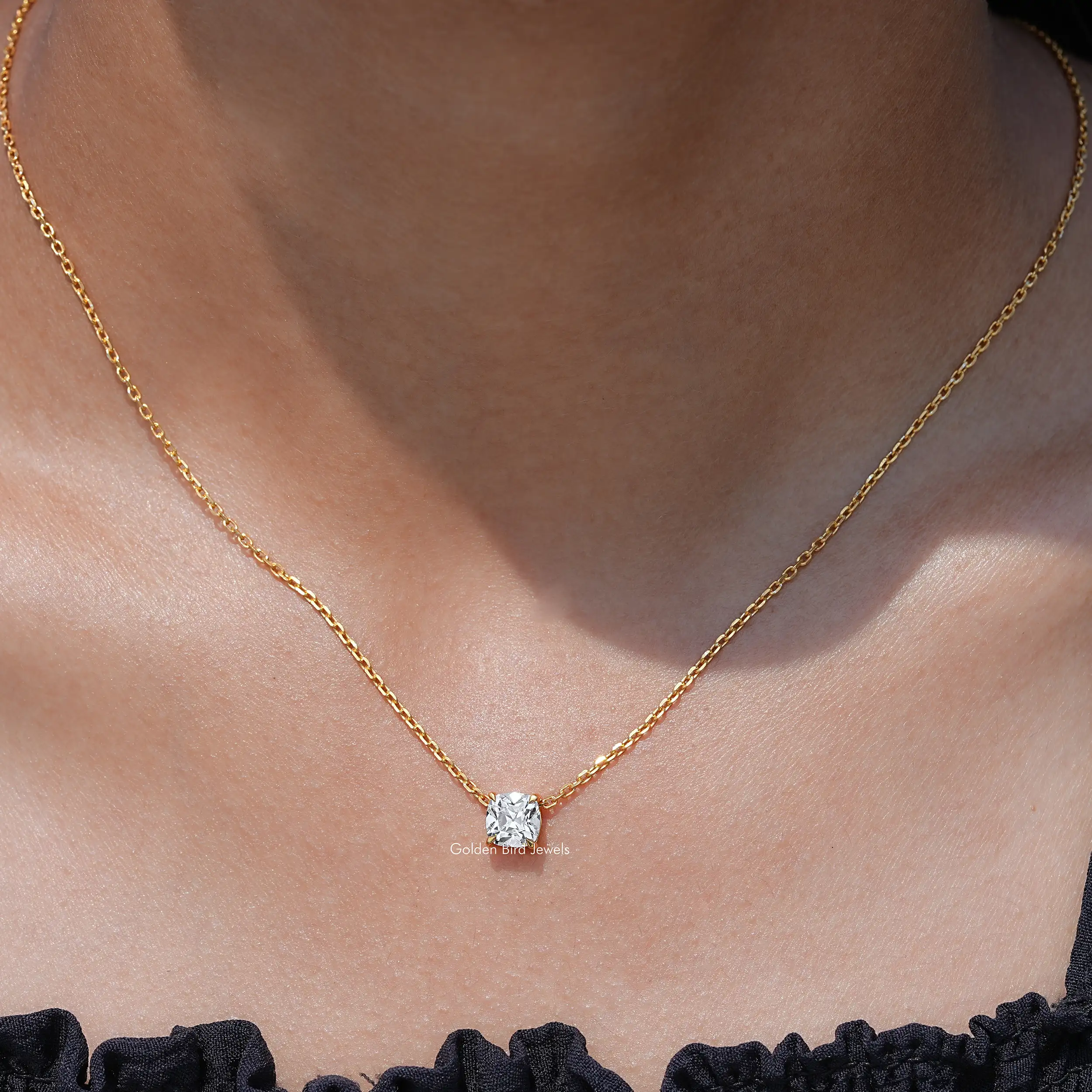 Square Old Mine Cushion Cut Diamond Pendant - XBQDD