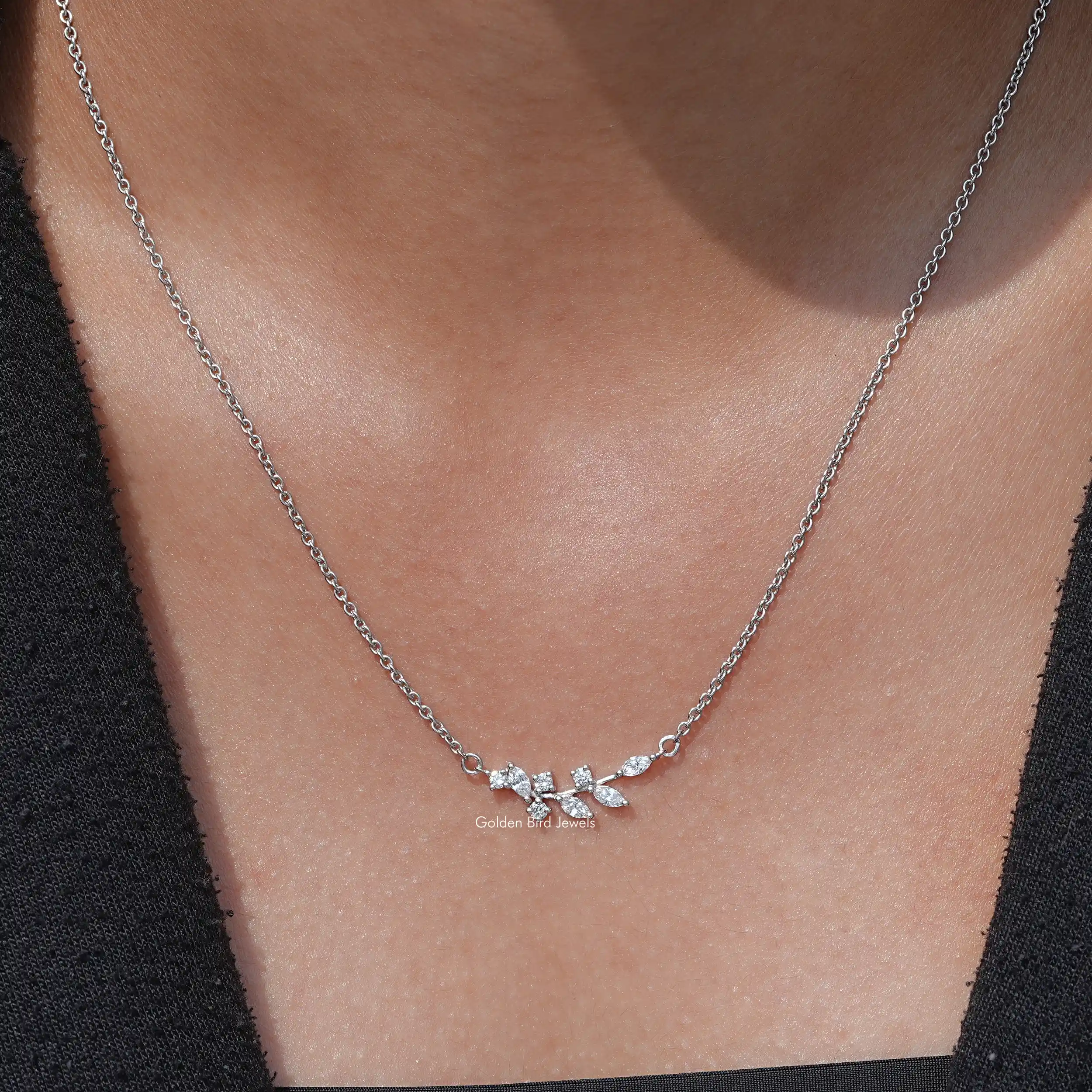 Marquise Cut Lab Diamond Leaf Pendant - XBQDD