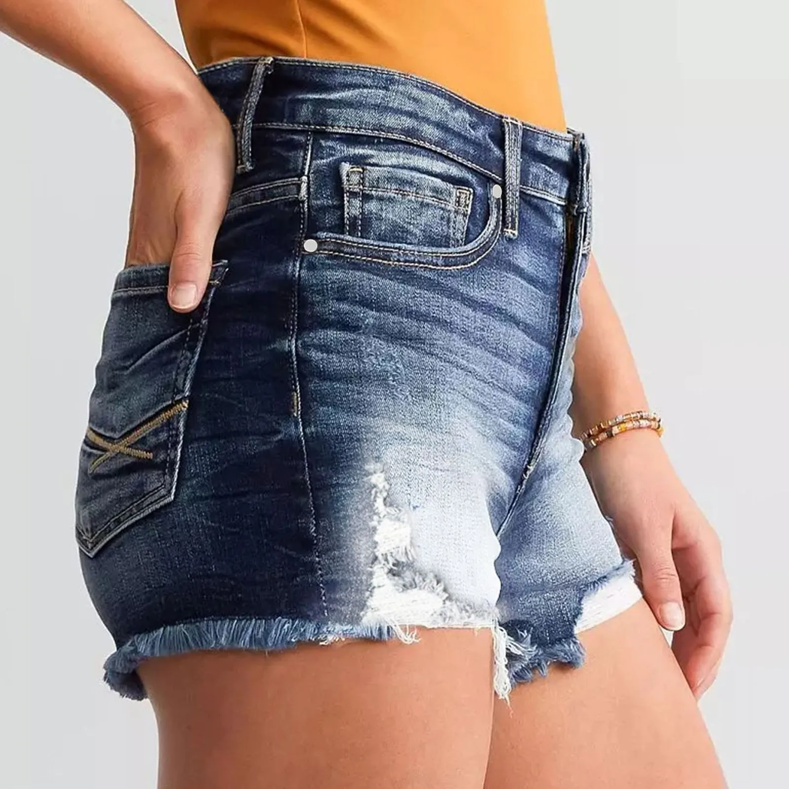 Women Summer Ripped Denim Shorts - XBQDD