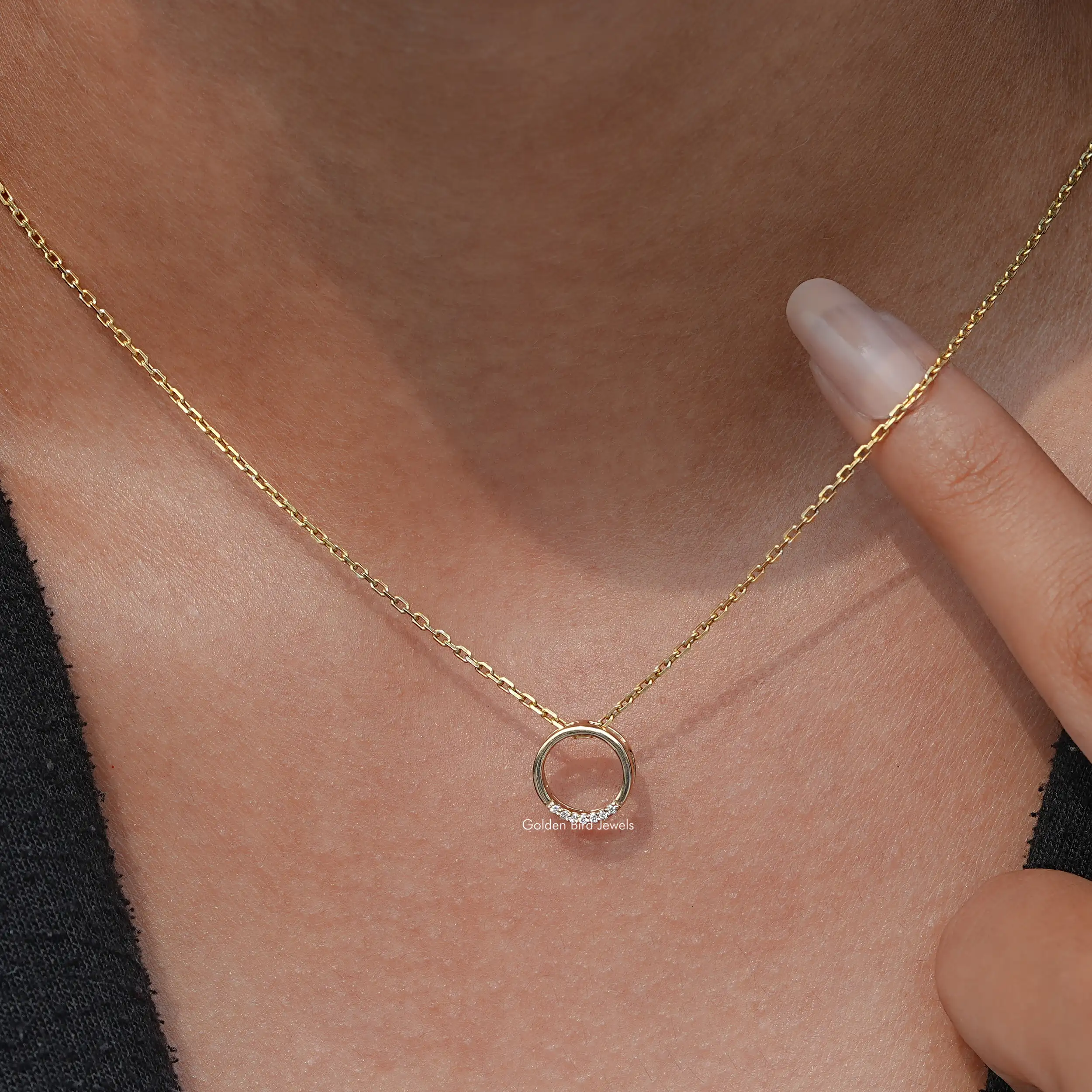 Lab Diamond Round Cut Open Circle Pendant - XBQDD