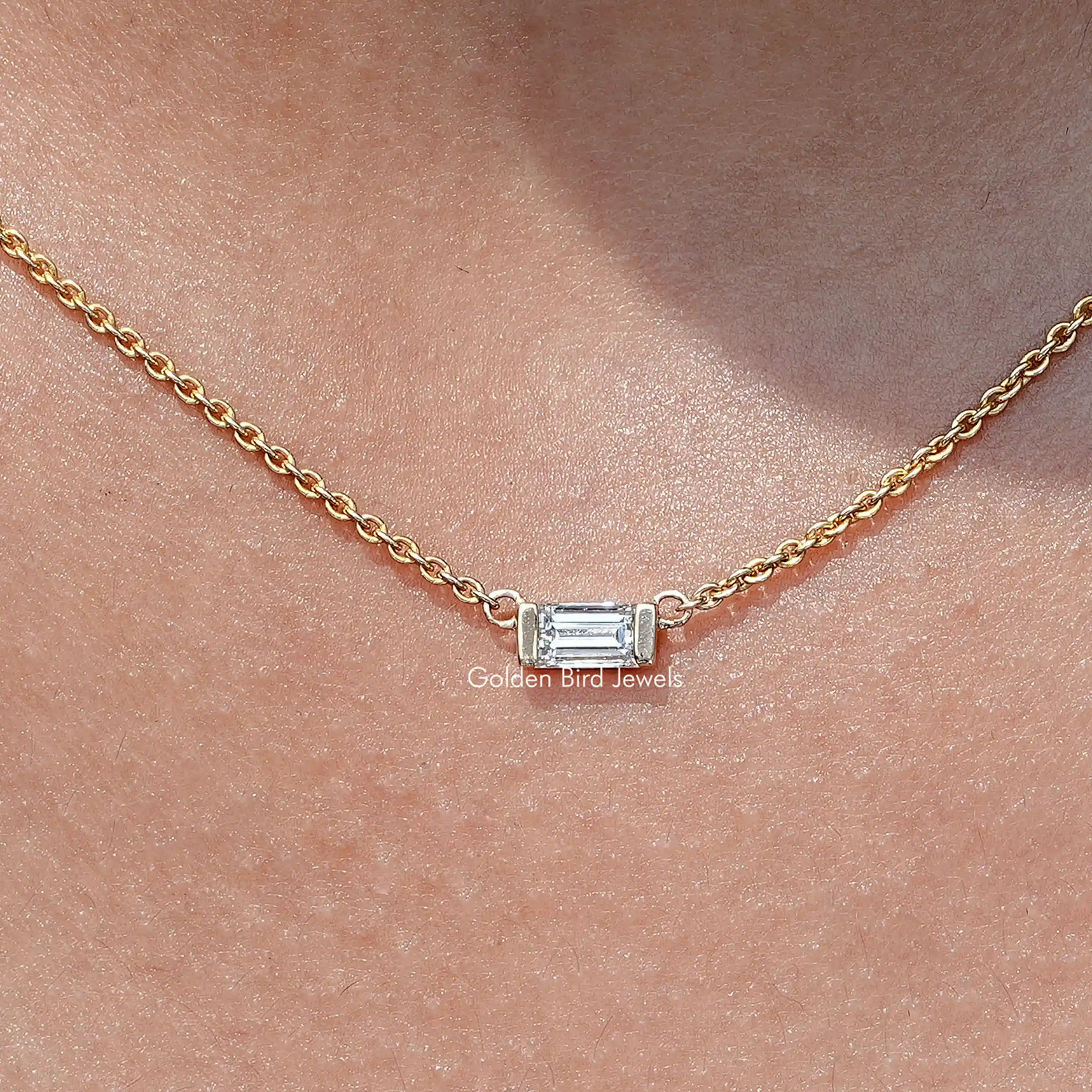 East West Baguette Cut Lab Diamond Pendant - XBQDD