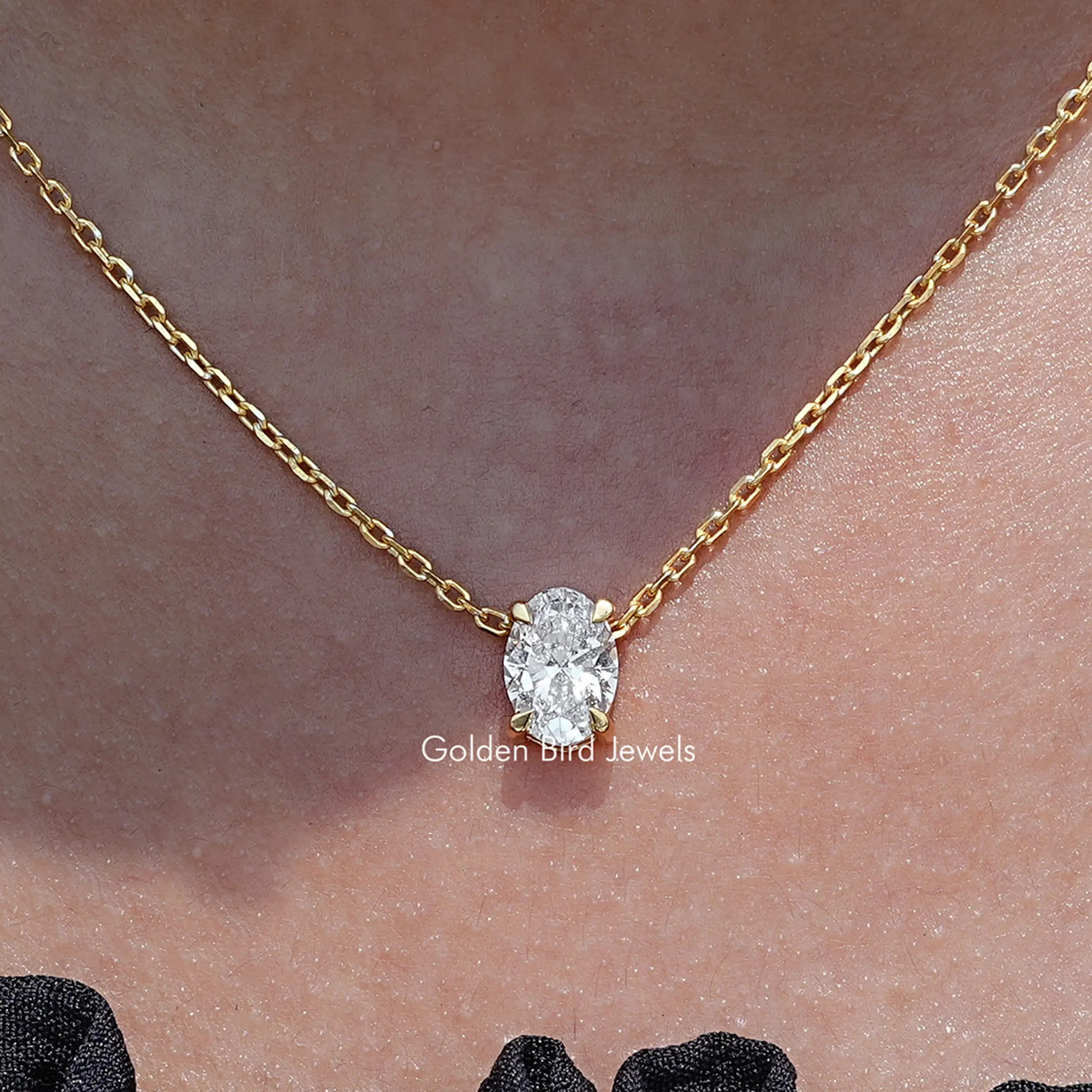 Oval Cut Lab Grown Diamond Solitaire Pendant - XBQDD