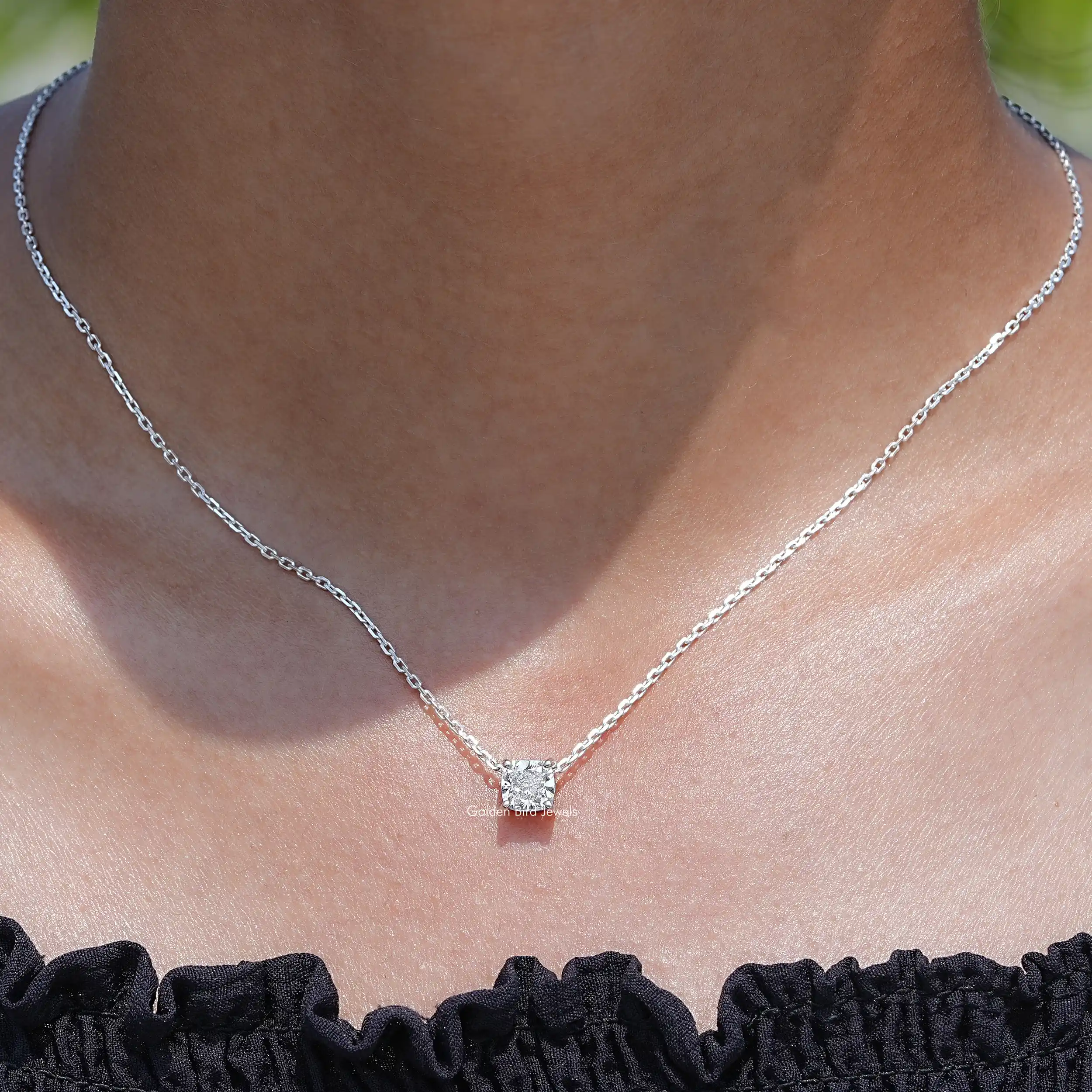 Cushion Cut Diamond Solitaire Pendant - XBQDD