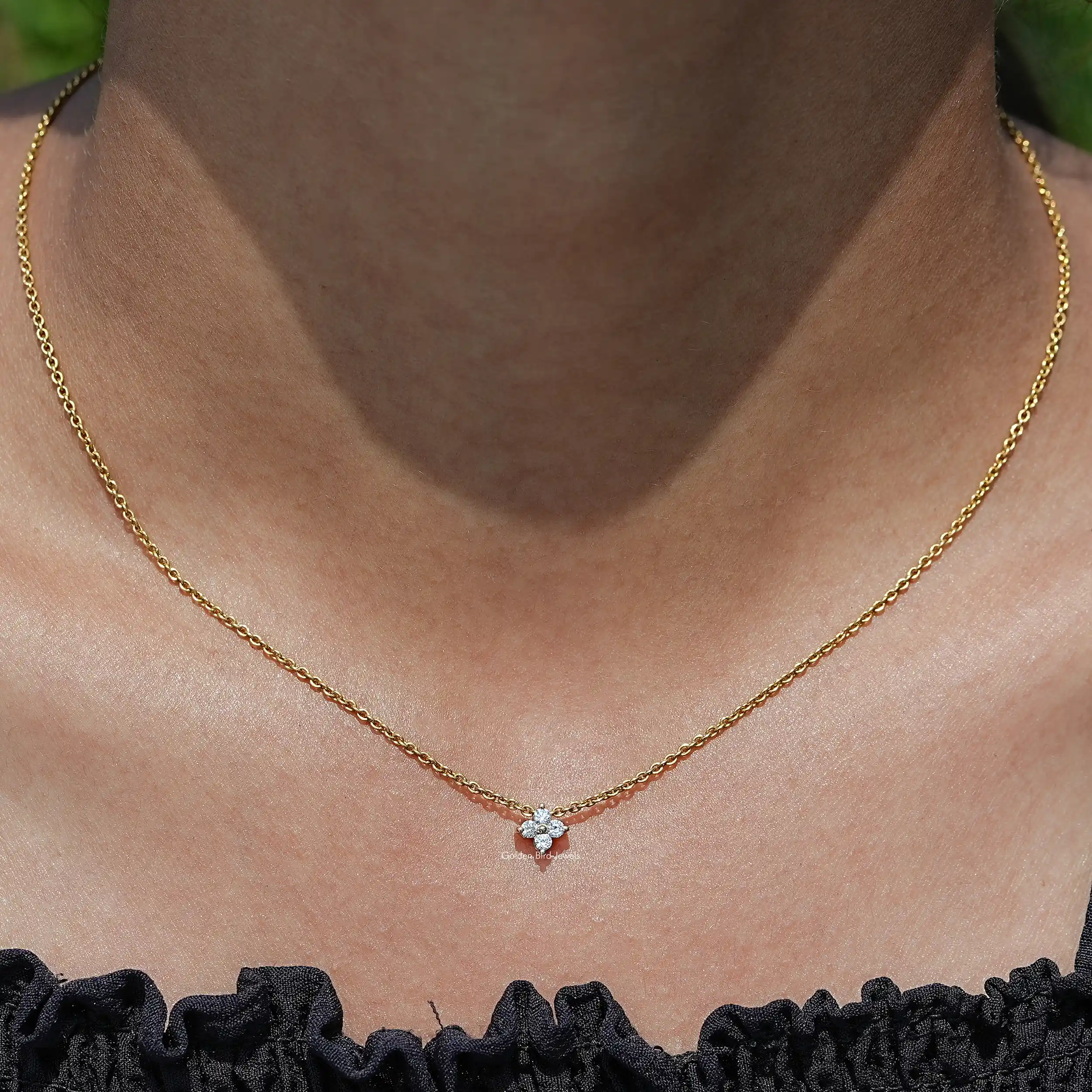 Round Cut Lab Grown Flower Diamond Pendant - XBQDD