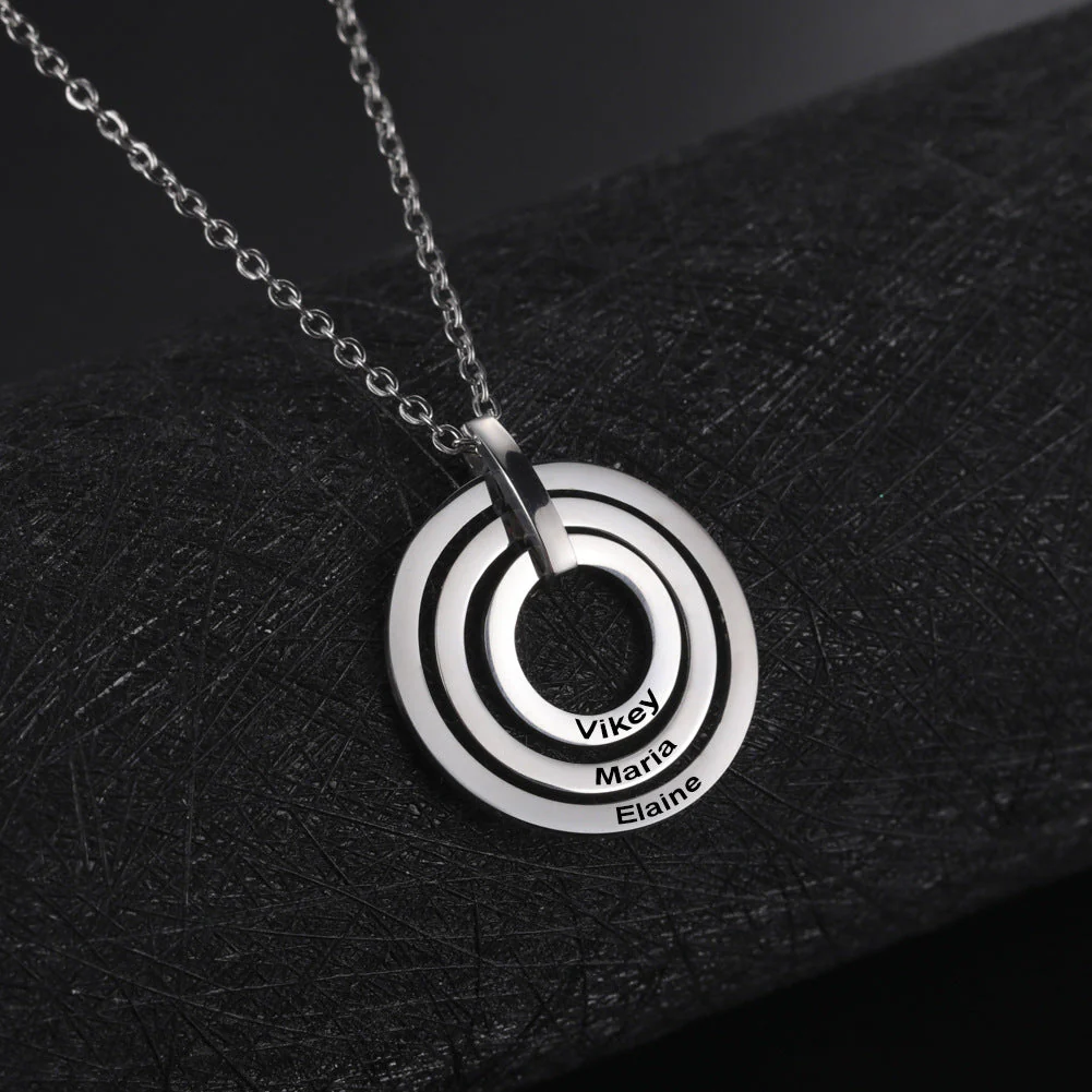 Iris Triple Concentric Circle Name Necklace - XBQDD