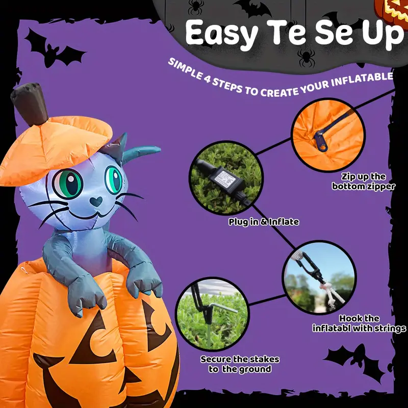 Pumpkin animation cat with LED lights - XBQDD