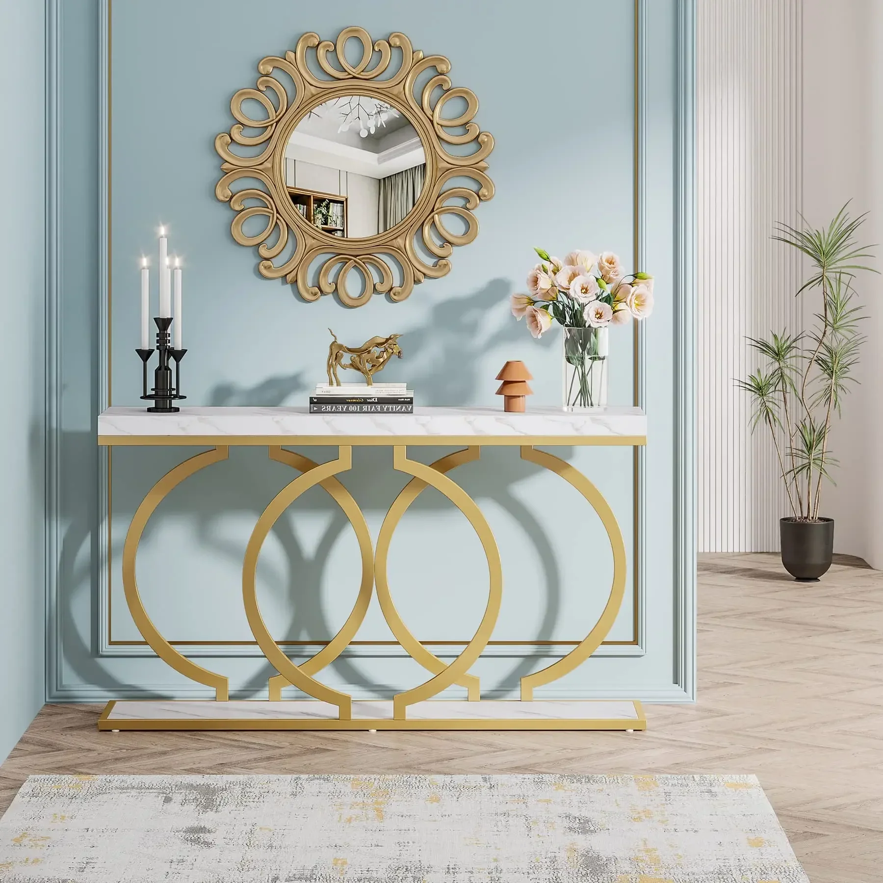 Narrow Gold Entry Table - XBQDD