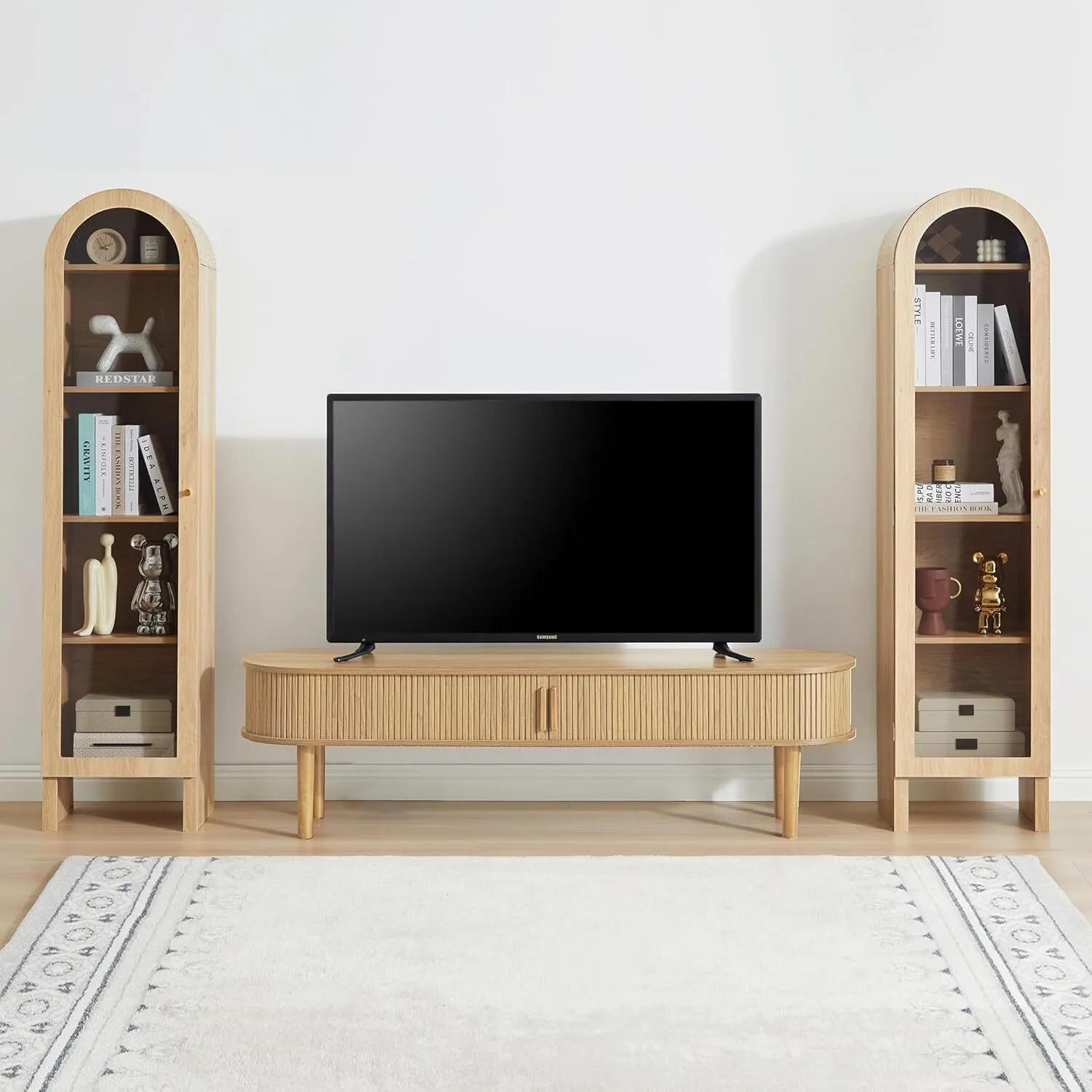 5-Tier Arched Cabinet Bookcase with Adjustable Shelves - XBQDD