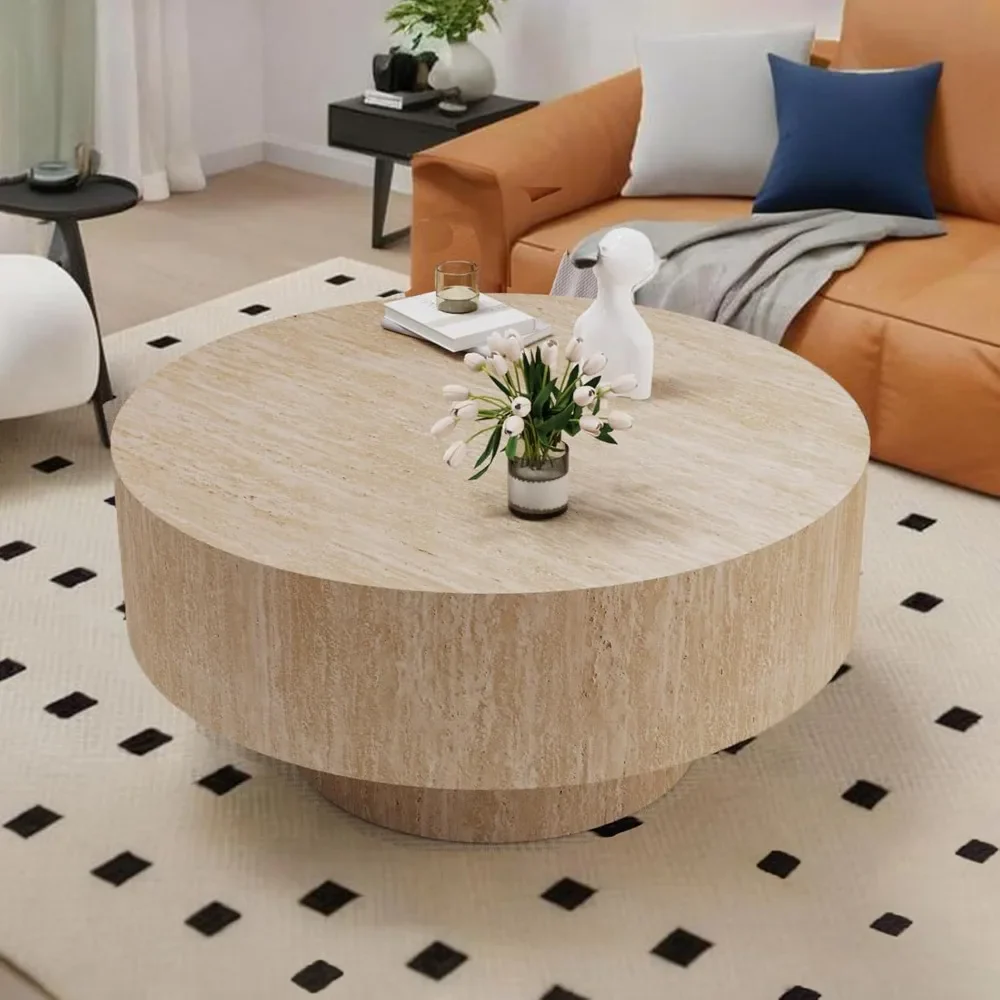 Travertine Round Coffee Table - XBQDD
