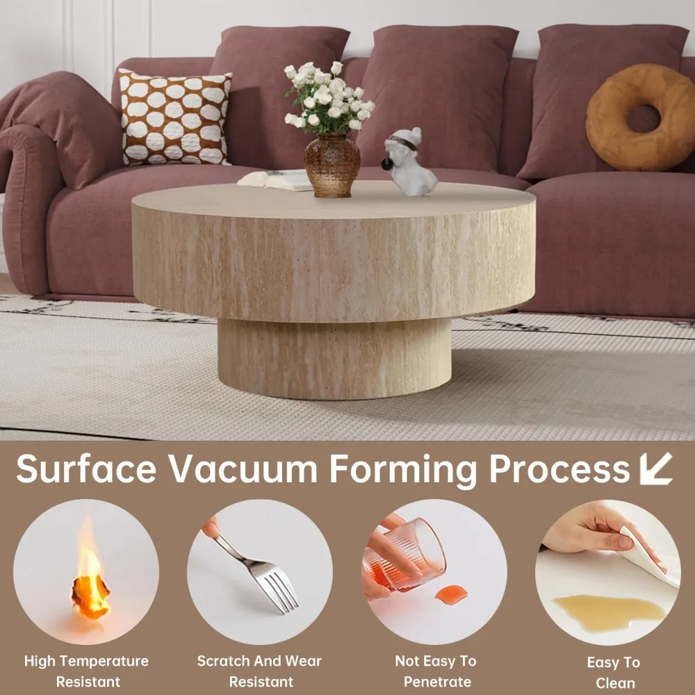 Travertine Round Coffee Table - XBQDD