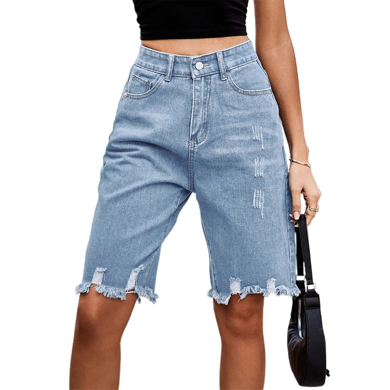 Women’s Ripped Denim Shorts - XBQDD