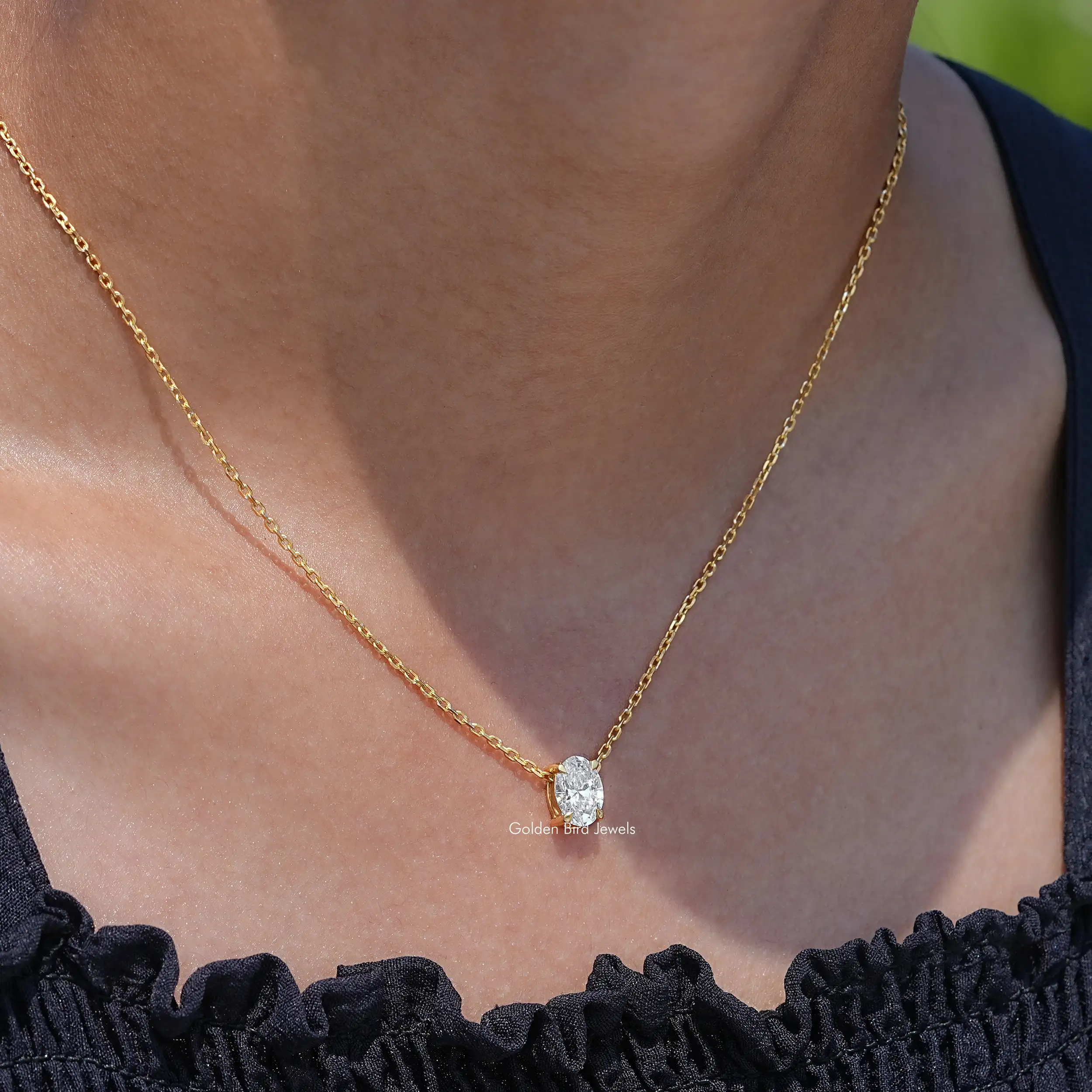 Oval Cut Lab Grown Diamond Solitaire Pendant - XBQDD