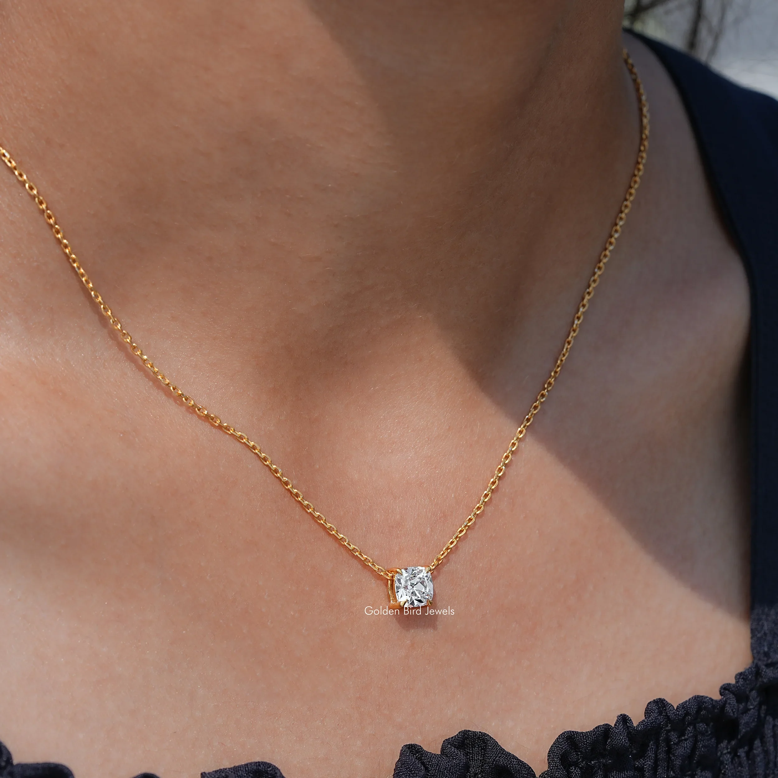 Square Old Mine Cushion Cut Diamond Pendant - XBQDD