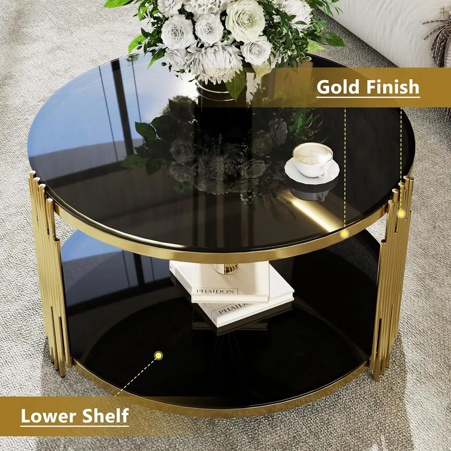 Gold Glass Coffee Table - XBQDD