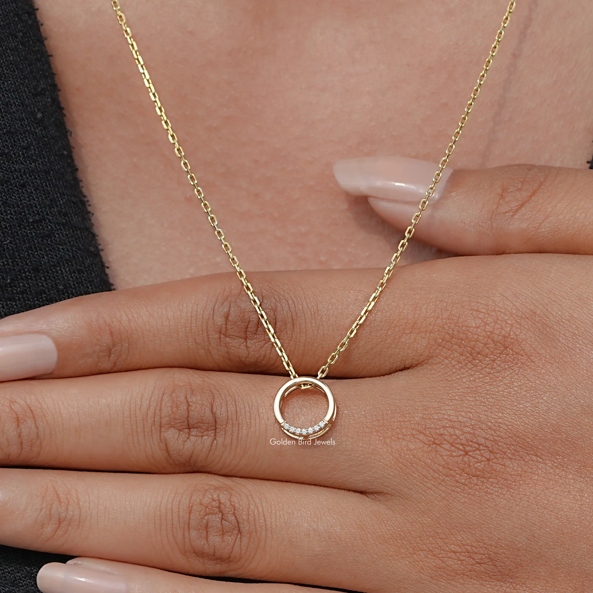 Lab Diamond Round Cut Open Circle Pendant - XBQDD