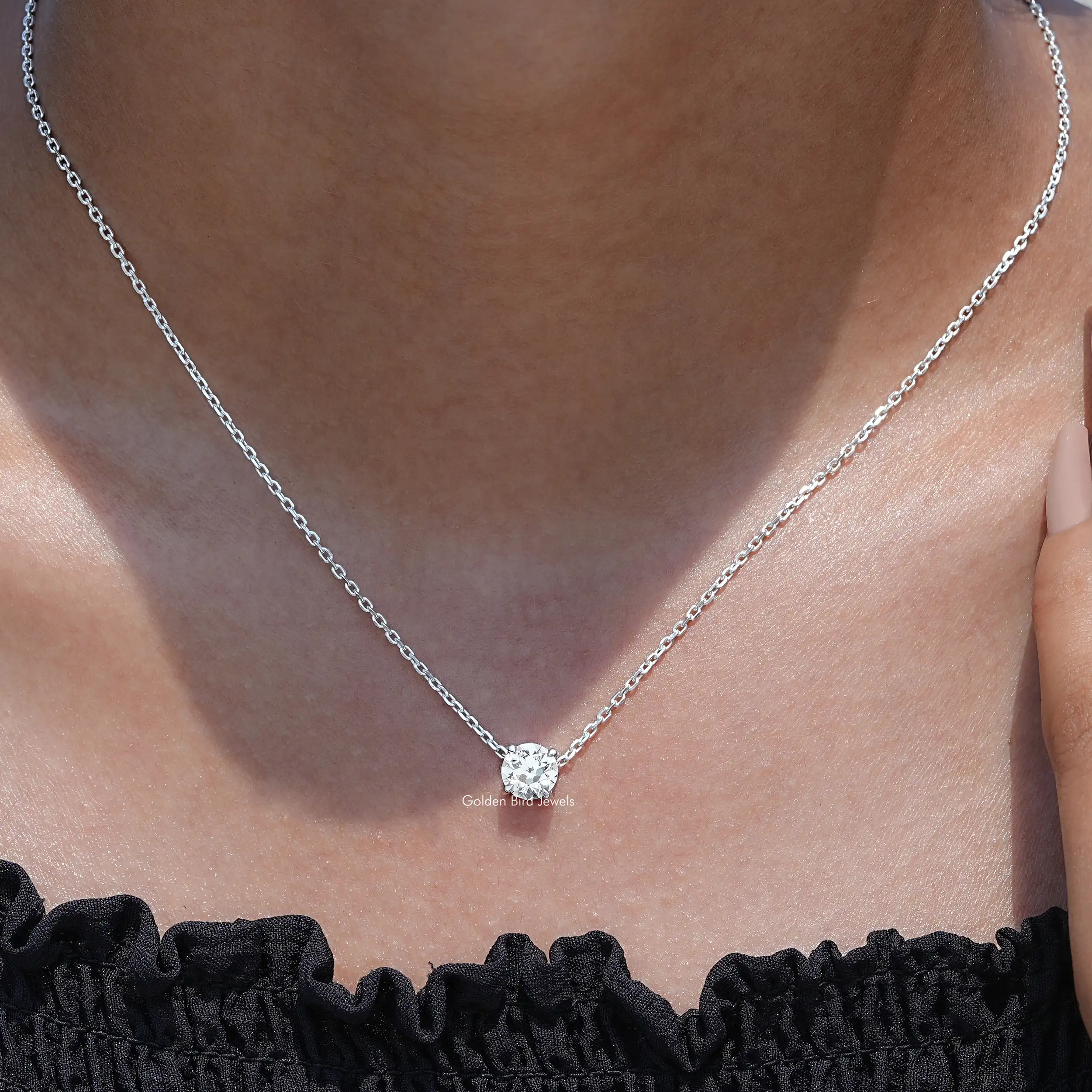 Lab Diamond Old European Round Cut Pendant - XBQDD