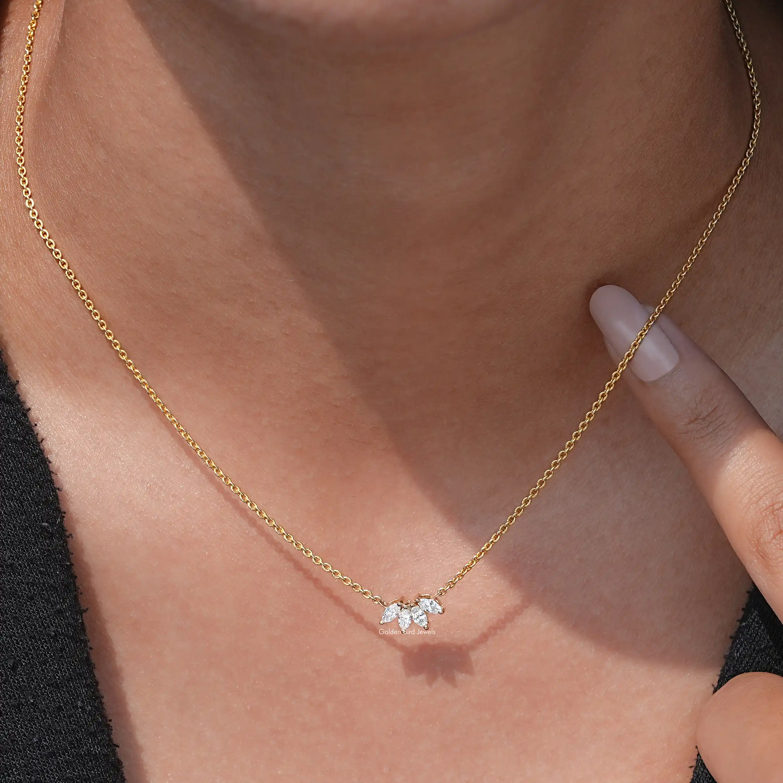 Marquise Diamond Flower Petal Minimalist Pendant - XBQDD