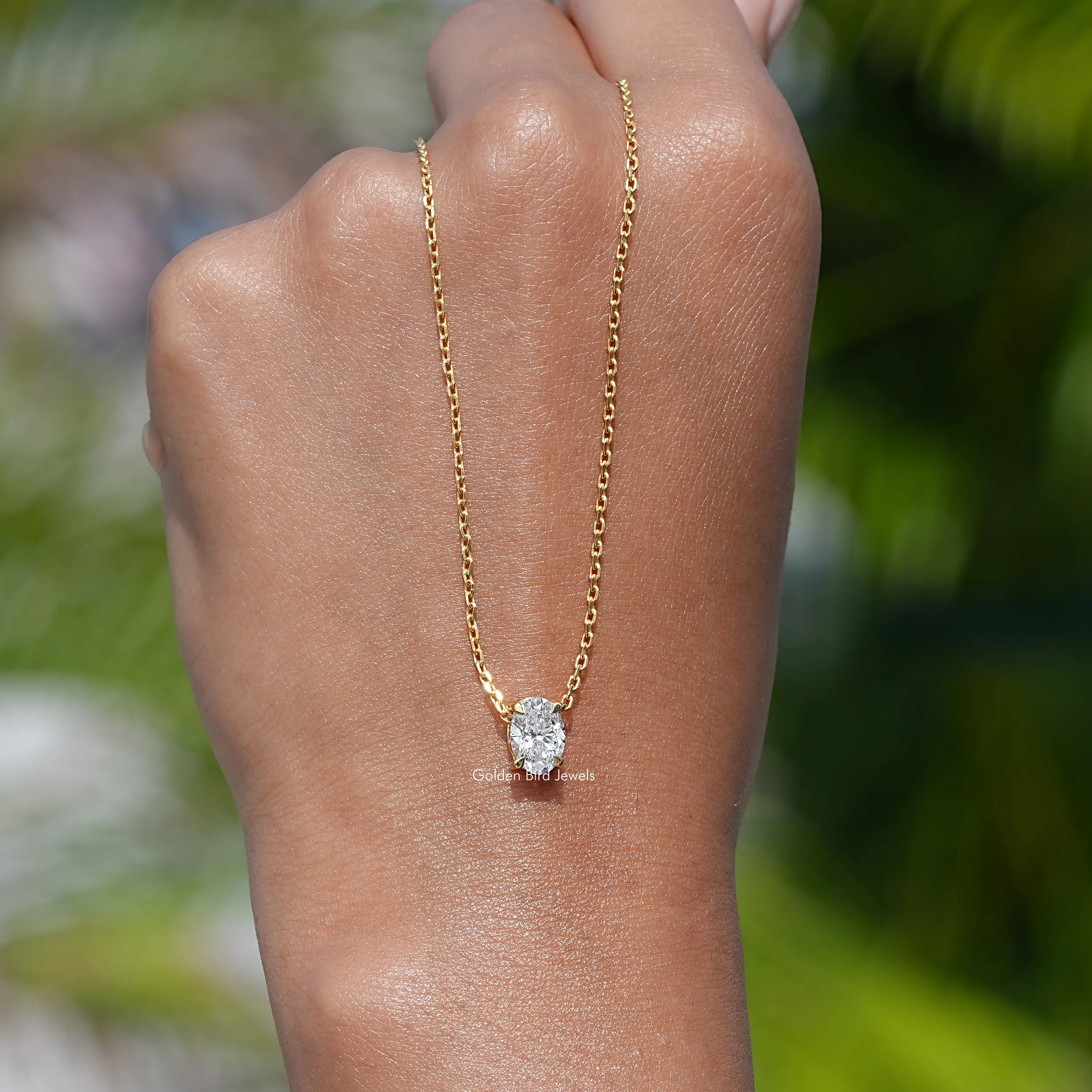 Oval Cut Lab Grown Diamond Solitaire Pendant - XBQDD