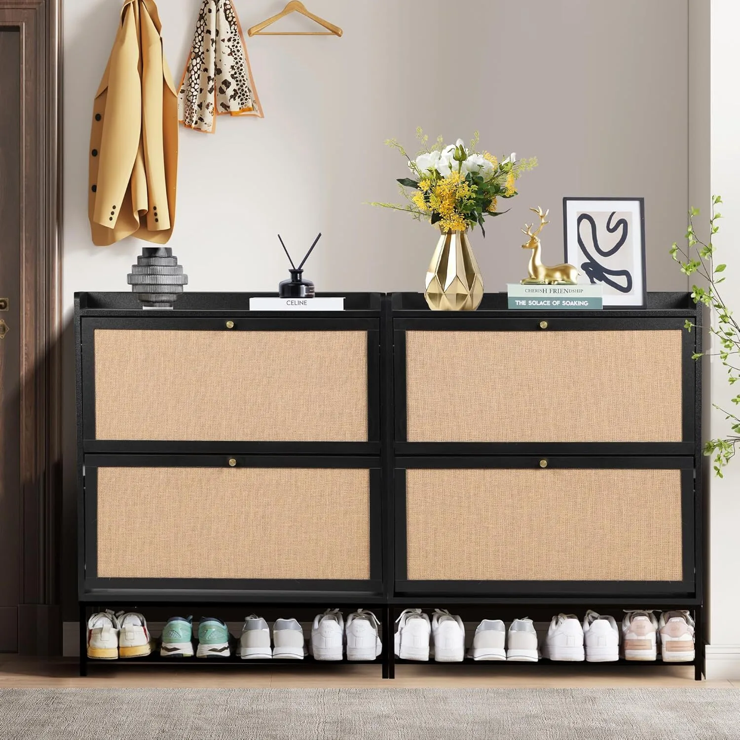 Freestanding shoe cabinet storage organizer - XBQDD