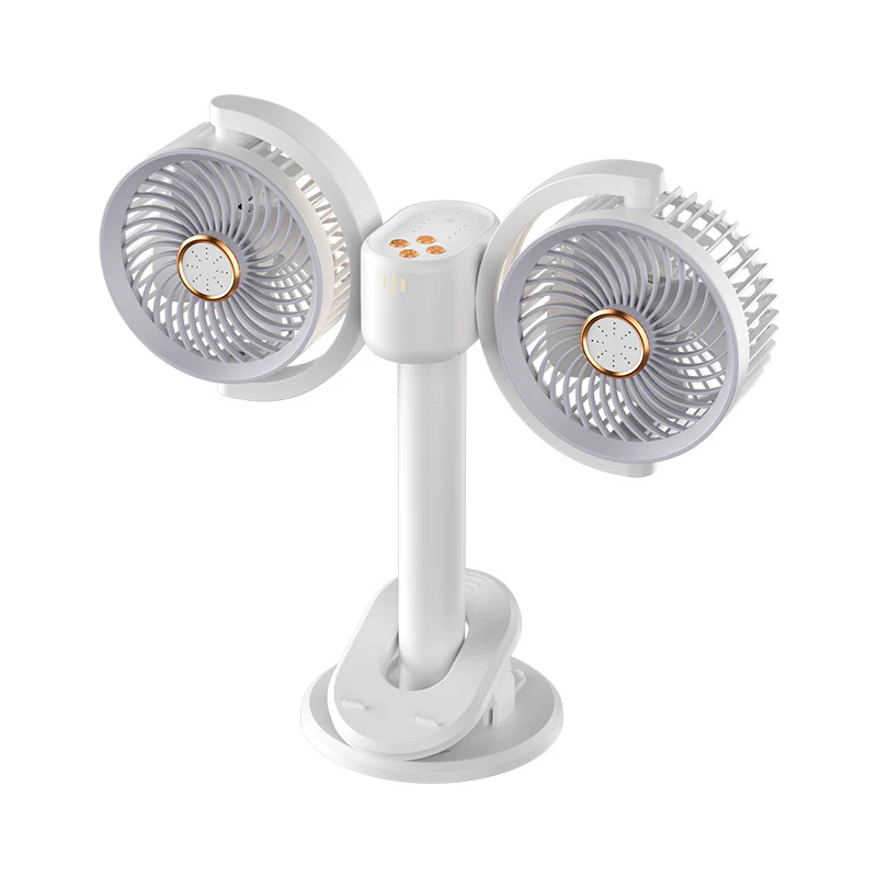 Double-headed Electronic Fan Desktop Clip USB Light Wall Hanging Fan - XBQDD